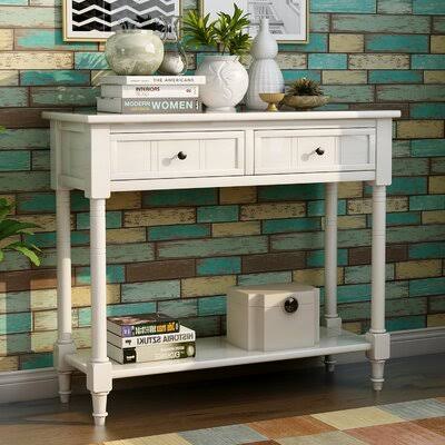 Daisy Series Console Table Traditional Design with Two Drawers and Bottom Shelf Acacia Mangium(Espresso) Breakwater Bay Color: I