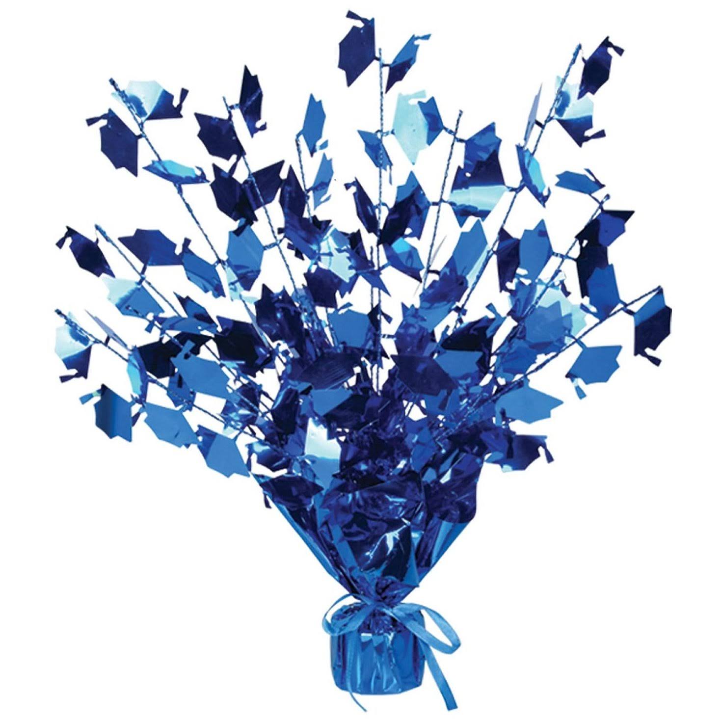 Club Pack of 12 Blue Foil Spray Graduate Cap Gleam &n Burst Centerpieces 15x22