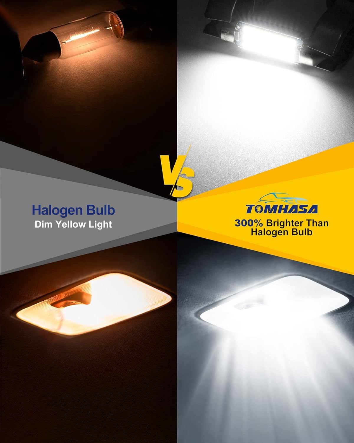 Tomhasa 211-2 LED Bulb 6000K Bright White 212-2 LED Bulb Canbus Error Free 578 LED Bulb 42mm LED dome light 41mm Led Lights for Led Interior Lights Map Light License Plate Courtesy Lights, Pack of 4