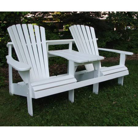 Weathercraft Adirondack Double Seater Standard Height Tete-a-Tete with Umbrella Hole - Painted, Green