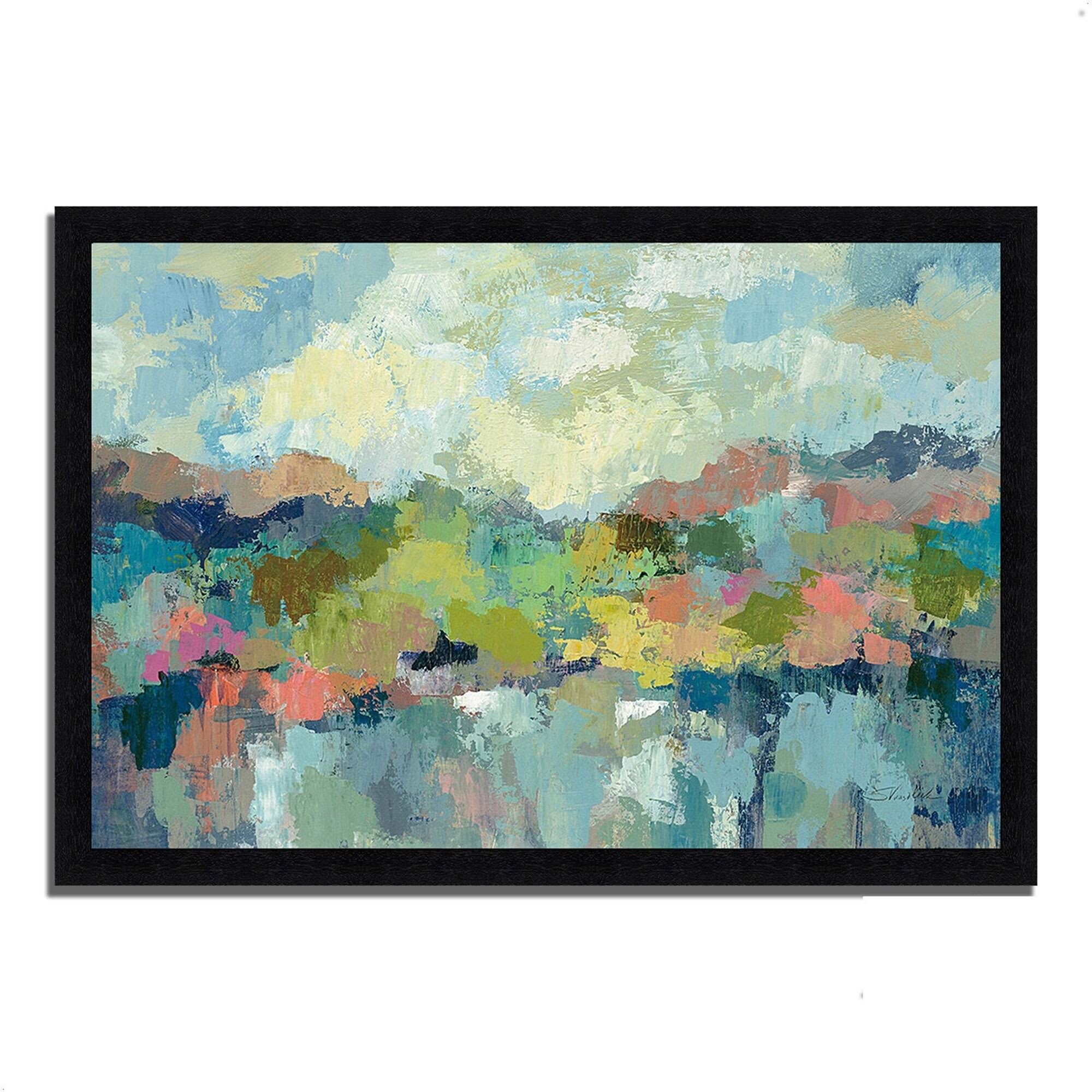 26x22 x 38x22 Abstract Lakeside by Silvia Vassileva Framed Painting Print