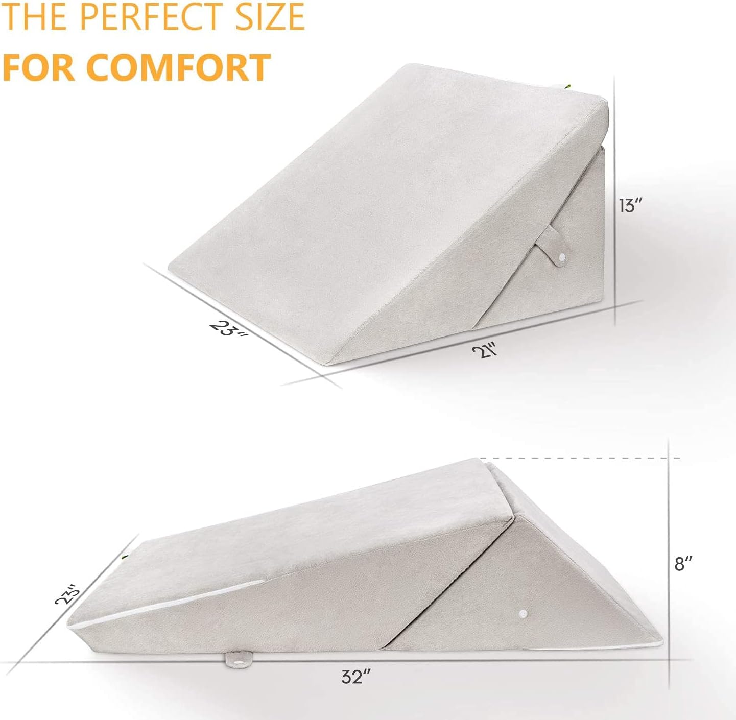 OasisSpace Bed Wedge Pillow, Adjustable 8&12 Inch Folding Memory Foam Sleeping Pillow Incline Cushion System for Legs and Back Pain with Washable Cover - Acid Reflux,Heartburn,Snoring,Reading