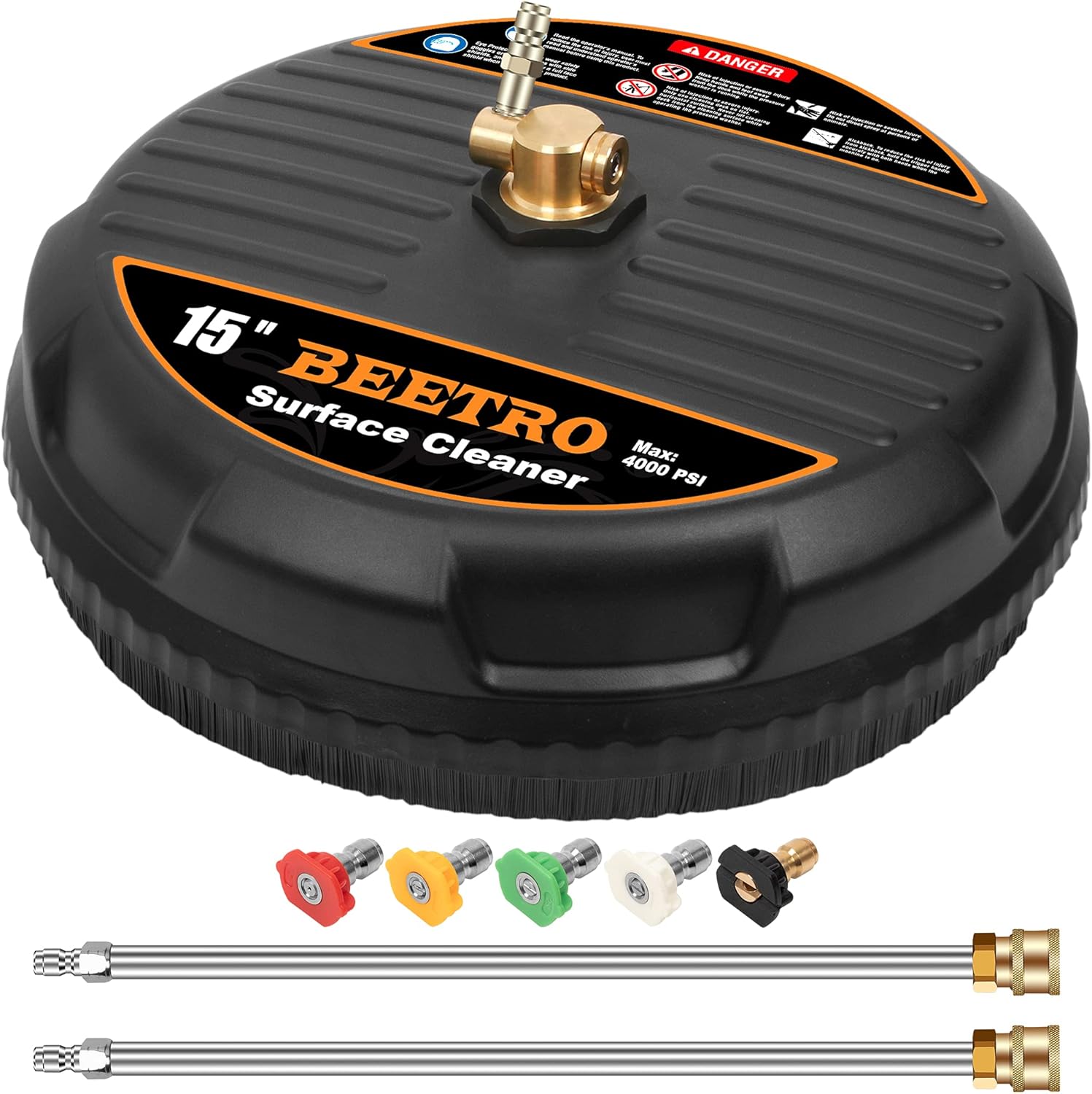 BEETRO Pressure Washer Surface Cleaner, 15 Inch Surface Cleaner with 2 Pressure Washer Extension Wand Attachment for Cleaning Driveway, Sidewalk, Deck, Patio, 4000 PSI Pack of 2