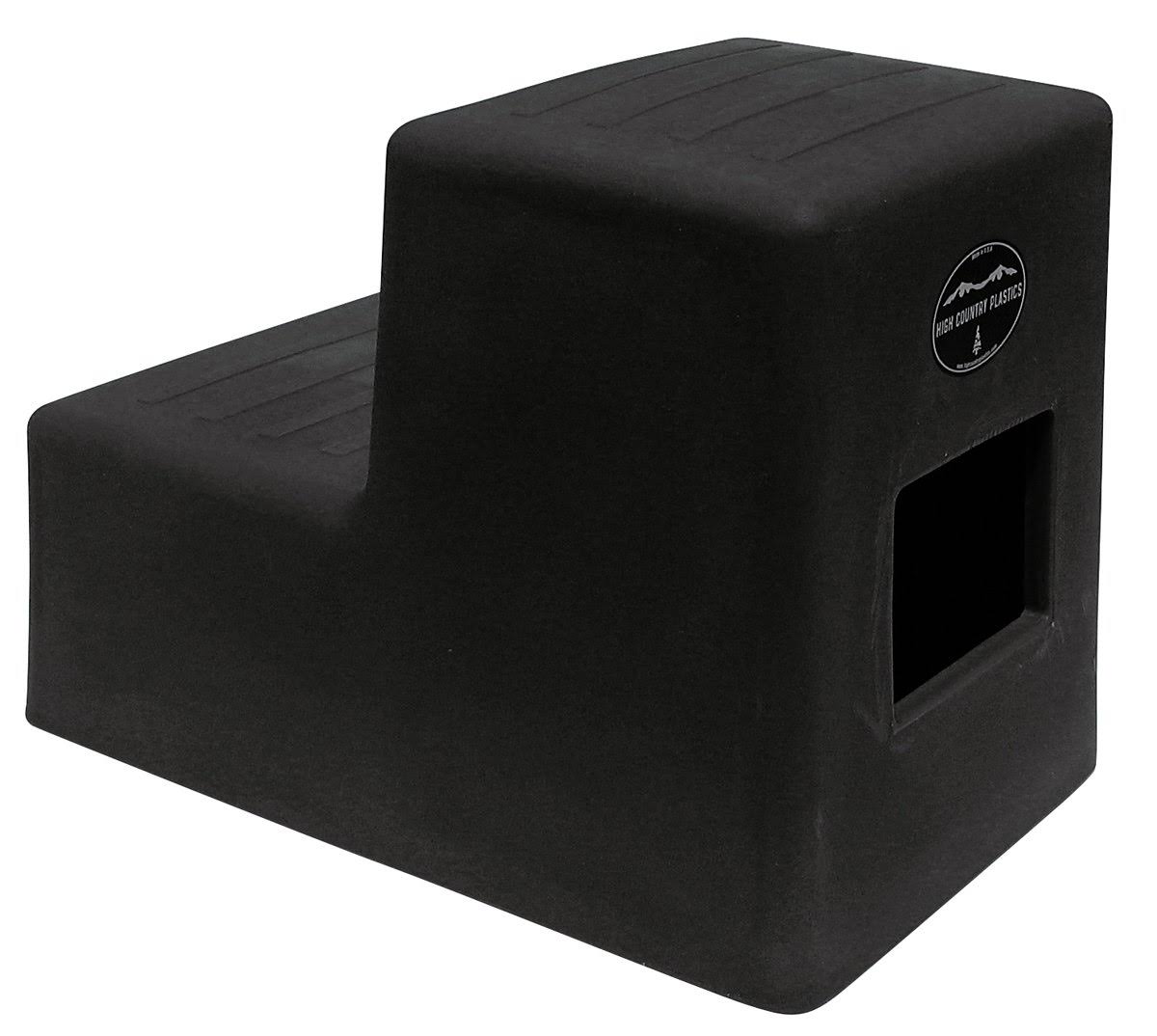 High Country Plastics 2-Step Horse Mounting Block with Storage, Black