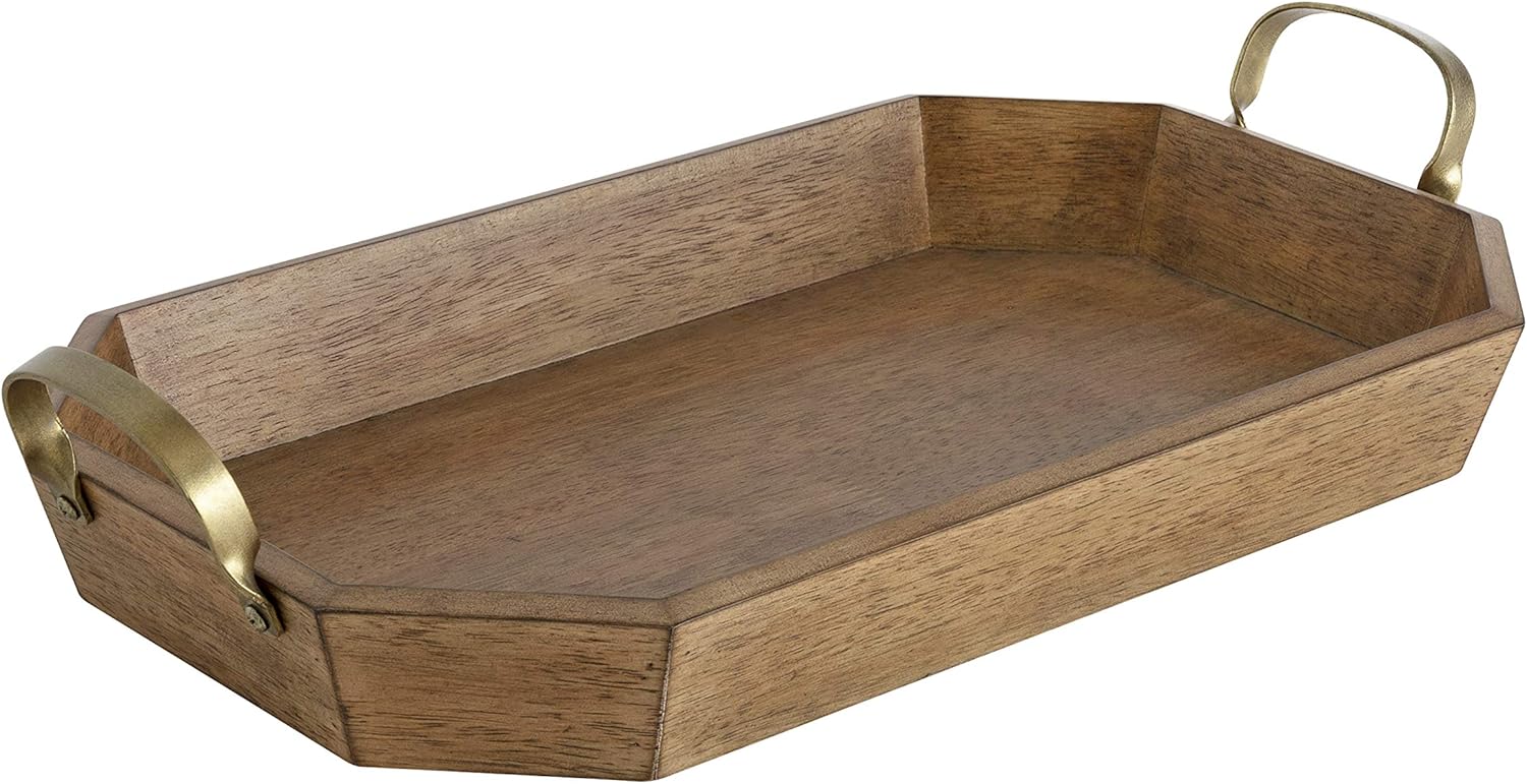 Kate and Laurel Atchison Farmhouse Tray, 21x12, Brown, Rustic Accent Tray for Display and Storage
