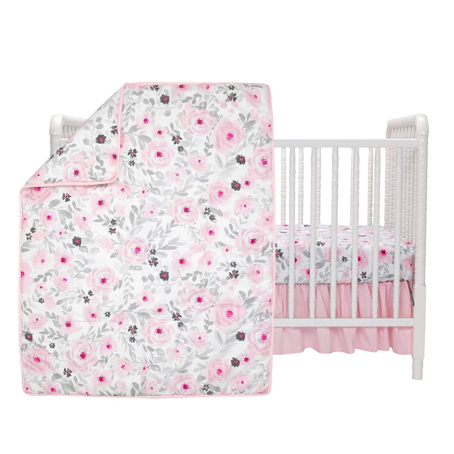 Bedtime Originals Blossom Pink Watercolor Floral 3-Piece Baby Crib Bedding Set Pack of 2