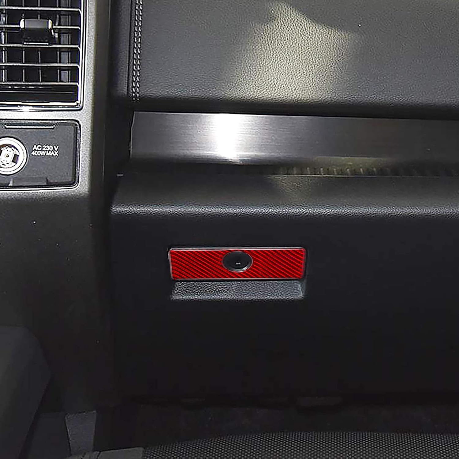 LANZMYAN Compatible with Storage Box Panel Sticker Carbon Fiber Passenger Seat Storage Box Trim Cover Interior Accessories for Ford F150 2015 2016 2017 2018 2019 2020 Red