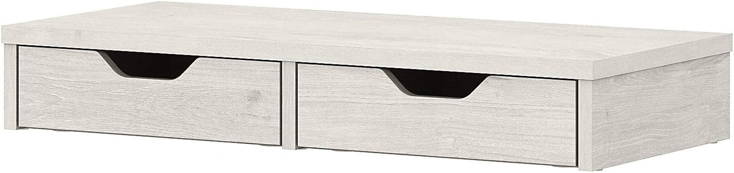 Bush Furniture Saratoga Desktop Organizer with Drawers in Linen White Oak Pack of 2