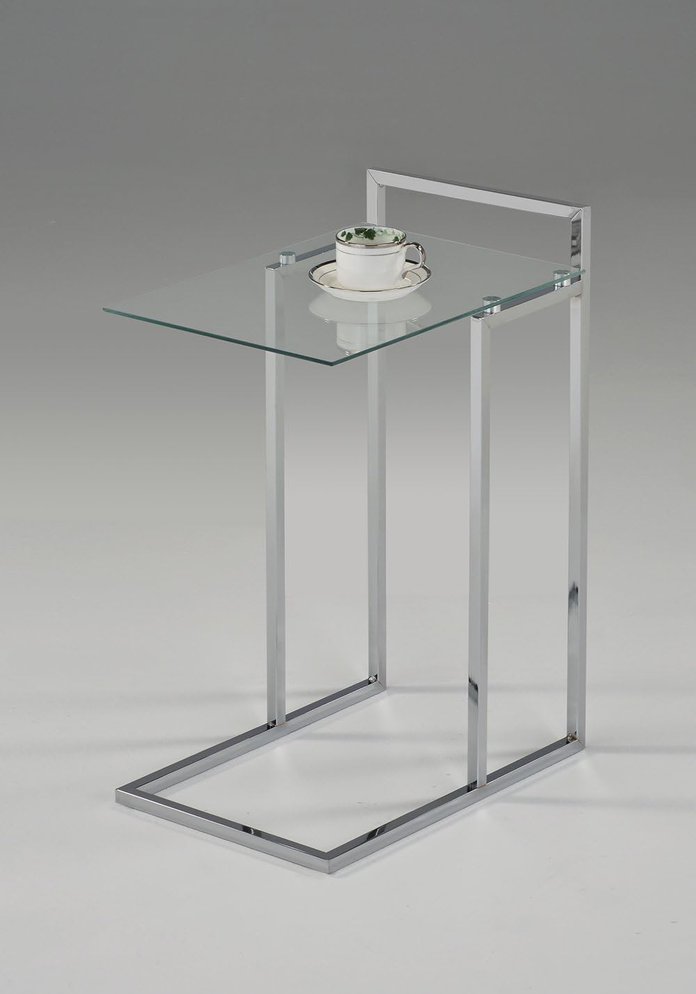 Chrome Finish/Clear Tempered Glass Snack Side End Table 25