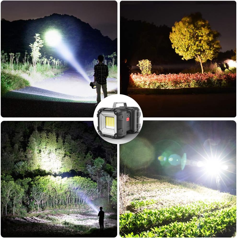 AlpsWolf Rechargeable Flashlight, LED Spotlight Flashlight 15000mAh 4000LM 20h Ultra-Long Standby Ultra Bright Flashlight Waterproof with USB Output as a Power Bank for Camping Accessories Pack of 2