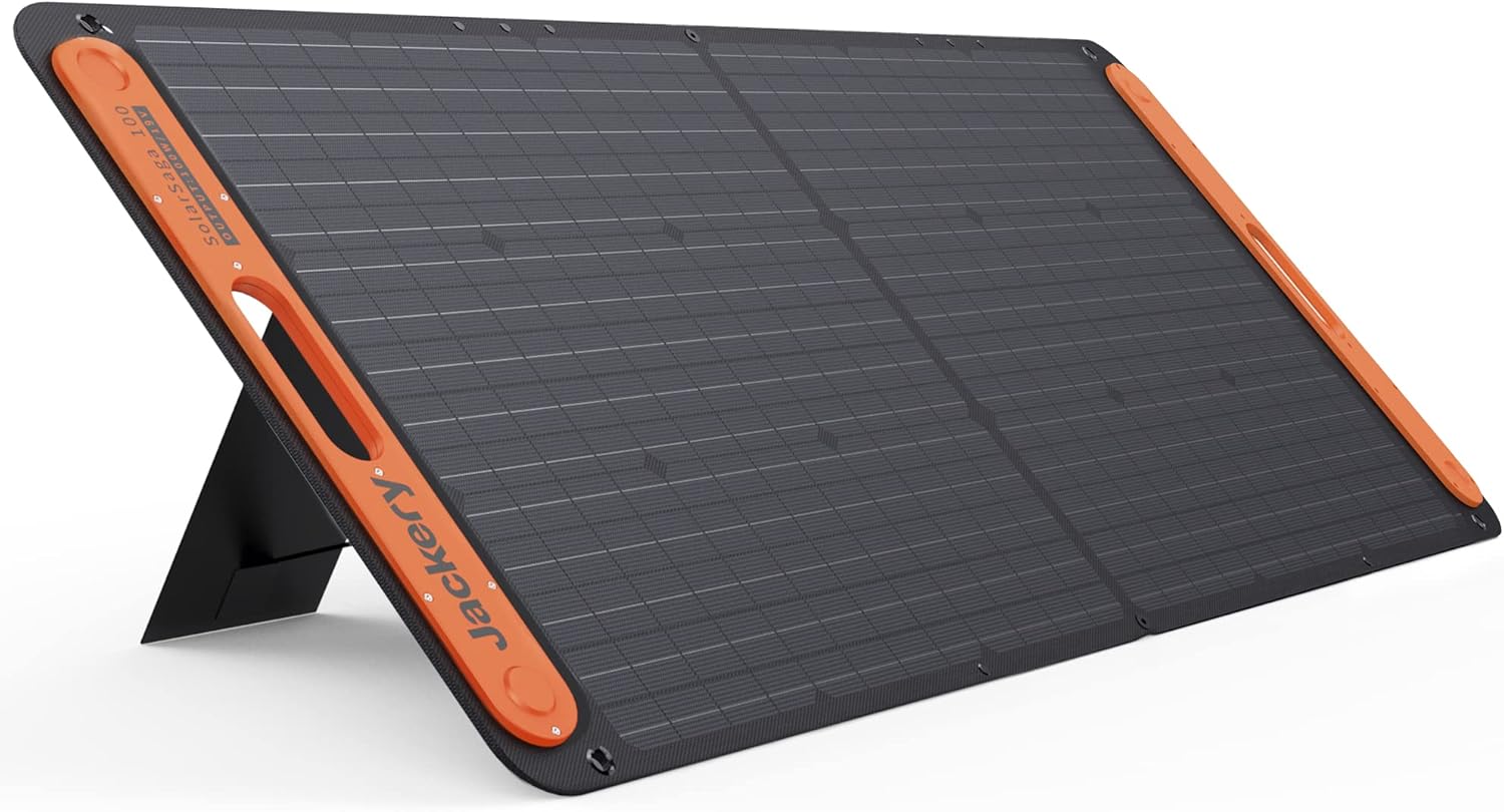 Jackery SolarSaga 100X Portable Solar Panel for Explorer 240/300/500/1000/1500 Power Station, Foldable PERC Solar Cell Solar Charger with USB Outputs for Phones (Can't Charge Explorer 440/ PowerPro)