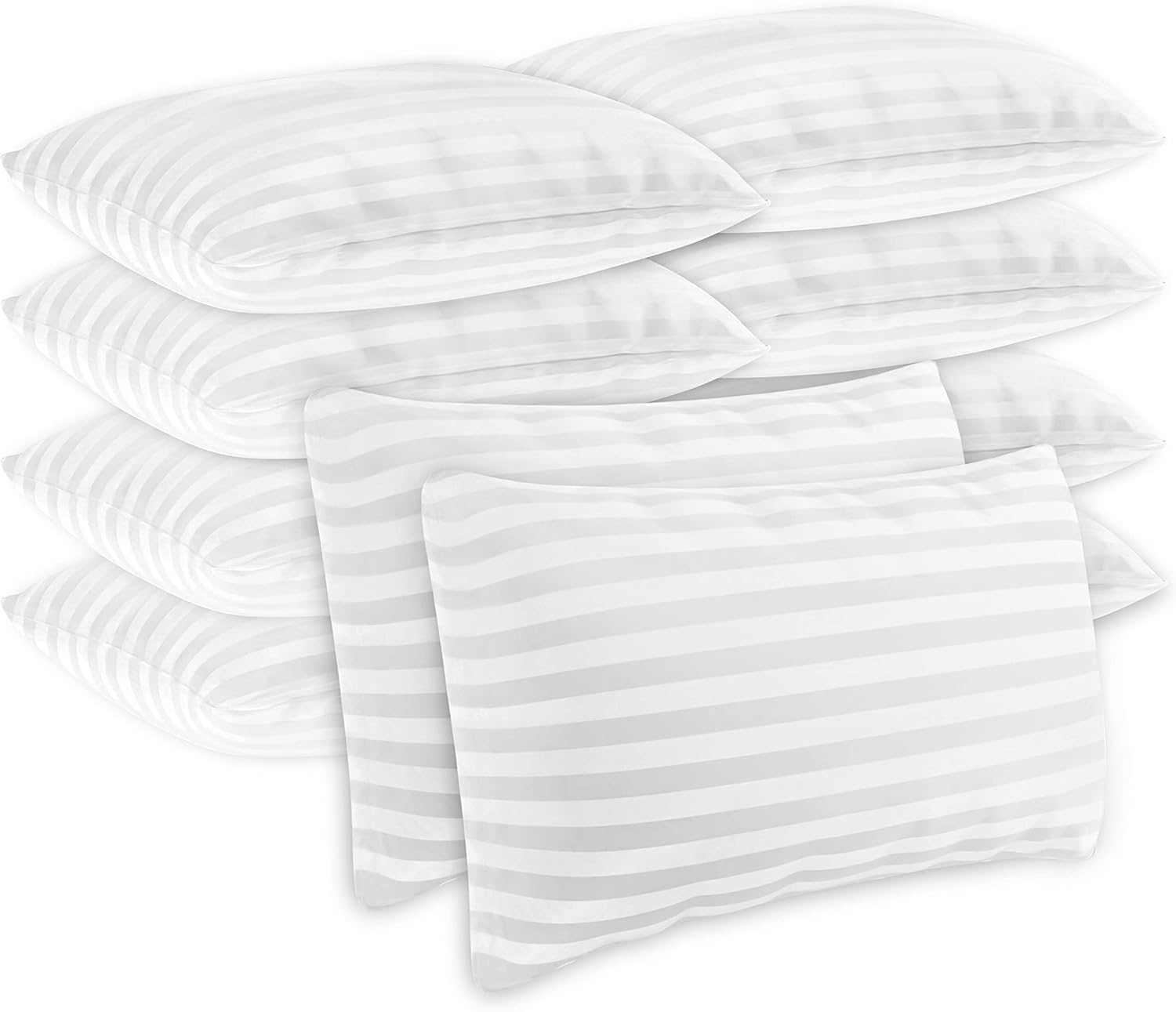 Luxury Plus Queen Pillows 10 Pack, Pillows for Sleeping w/ Cotton Cover, Hotel Pillows for Side Back & Stomach Sleepers, Down Alternative Microfiber Soft Plush Washable Pillows Set of 10