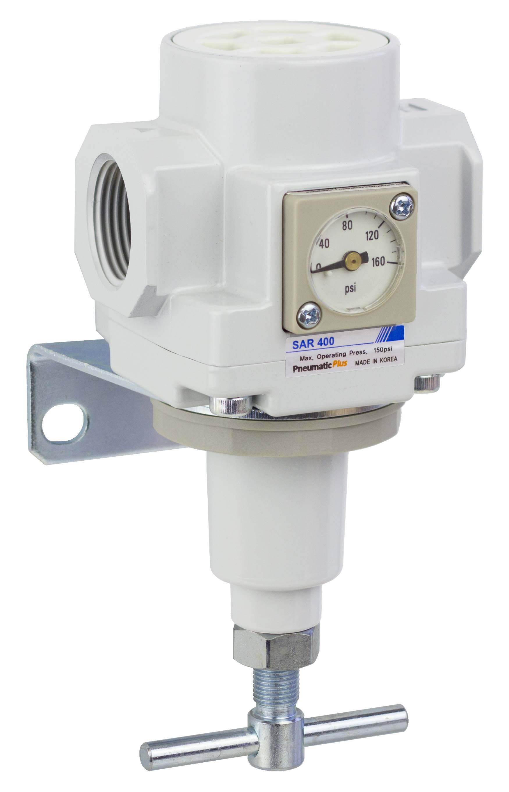 PneumaticPlus Sar400t-n06bgs Compressed Air Pressure Regulator 3/4 inch NPT - Bracket, Embedded Gauge