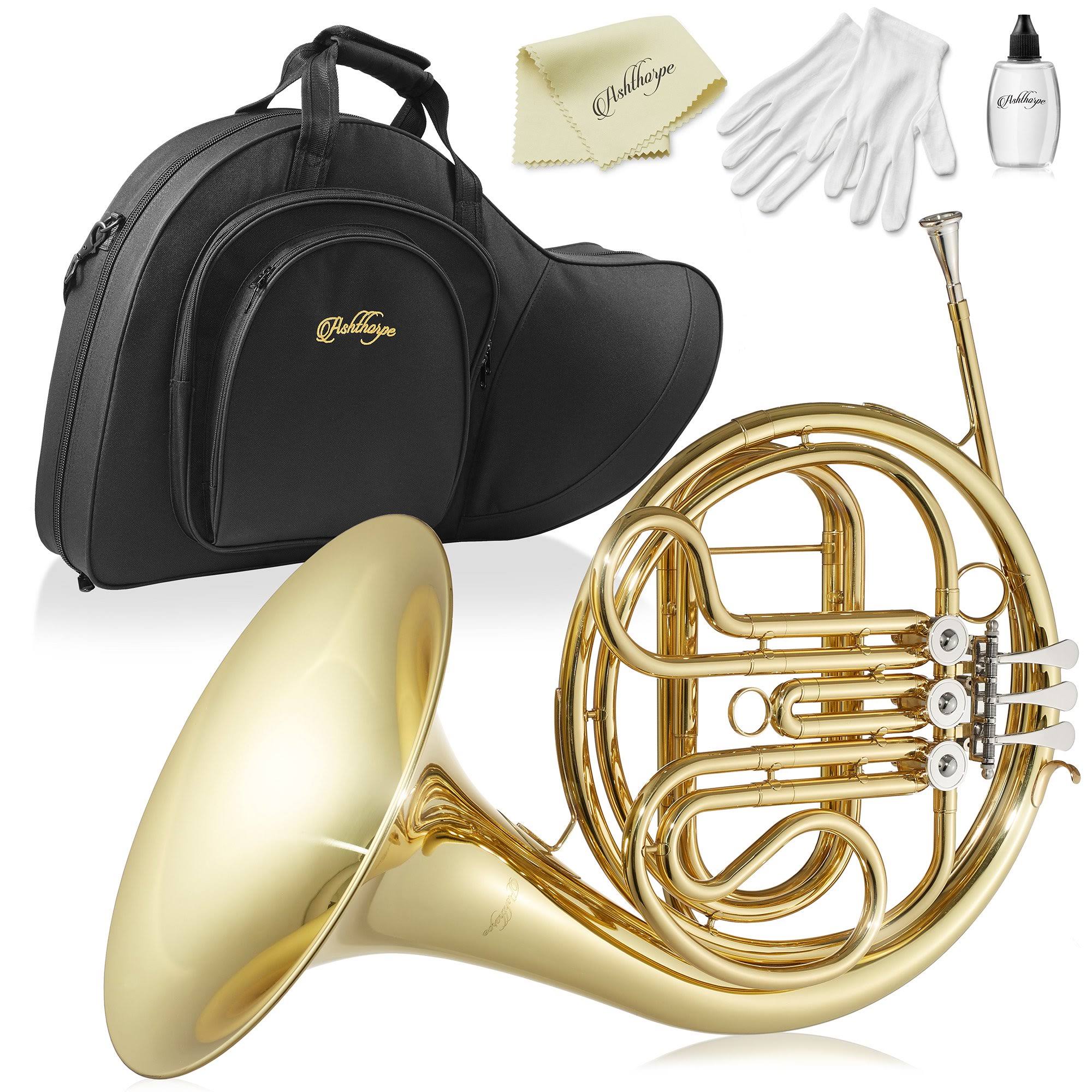 Single F French Horn with Padded Case - Gold Lacquer Finish