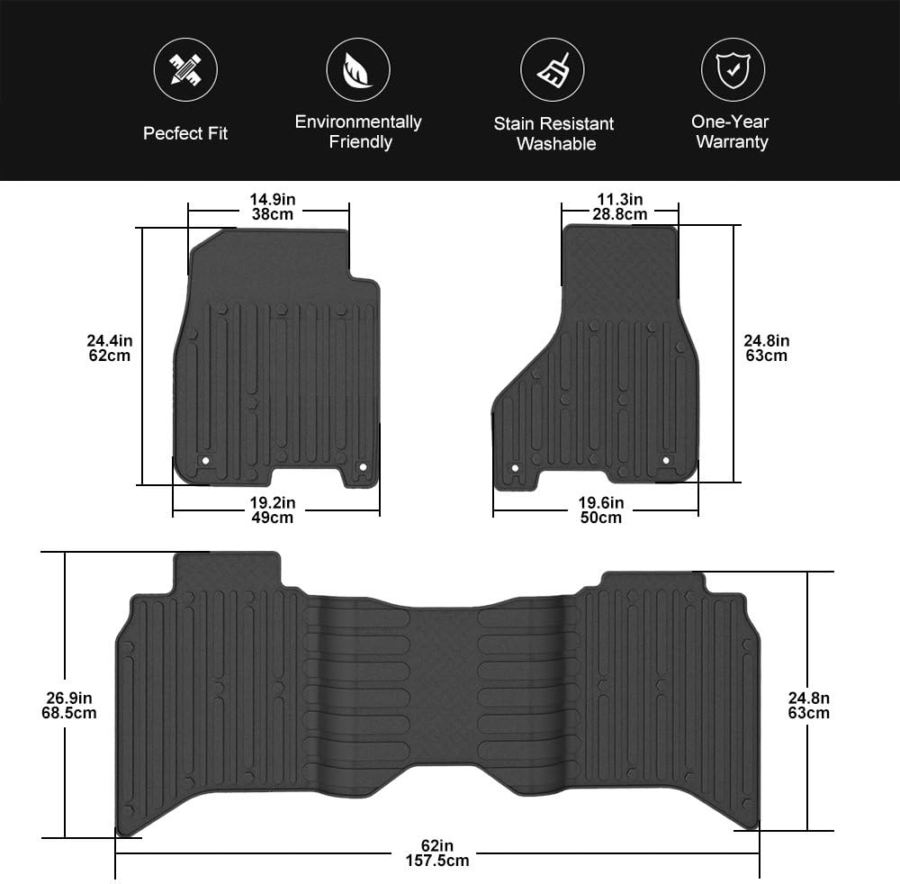 Floor Mats Compatible for 2019 2020 2021 Dodge Ram 1500 Classic Models All Weather Guard TPE Floor Carpet Liner for 2012-2018 Dodge Ram 1500 2500 3500 Crew Cab Front & Rear Black Slush Floor Liner Set
