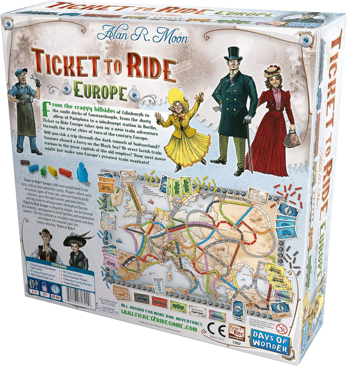 Ticket to Ride Europe Board Game | Family Board Game | Board Game for Adults and Family | Train Game | Ages 8+ | For 2 to 5 players | Average Playtime 30-60 minutes | Made by Days of Wonder Pack of 2