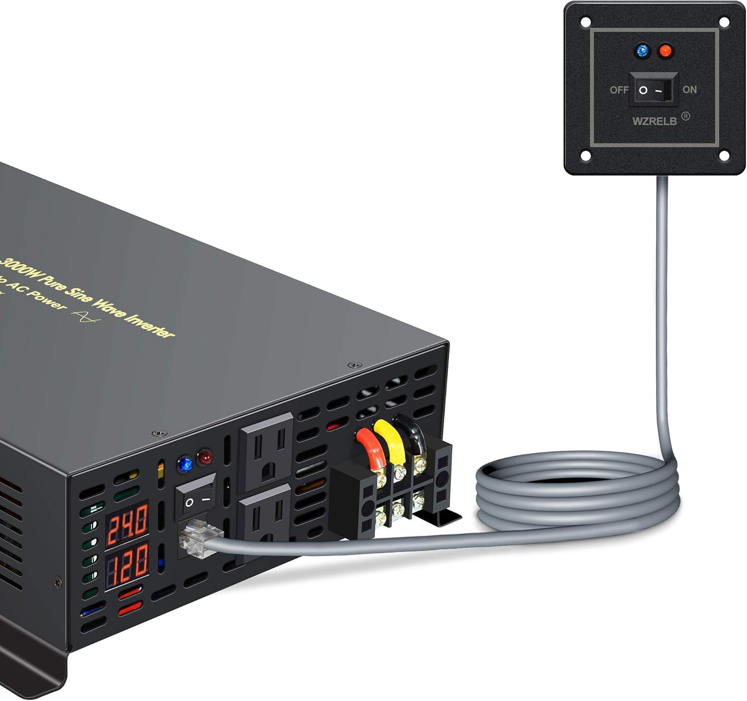 Pure Sine Wave Inverter 600Watt 12V DC to 120V AC Power Converter 1200W Surge