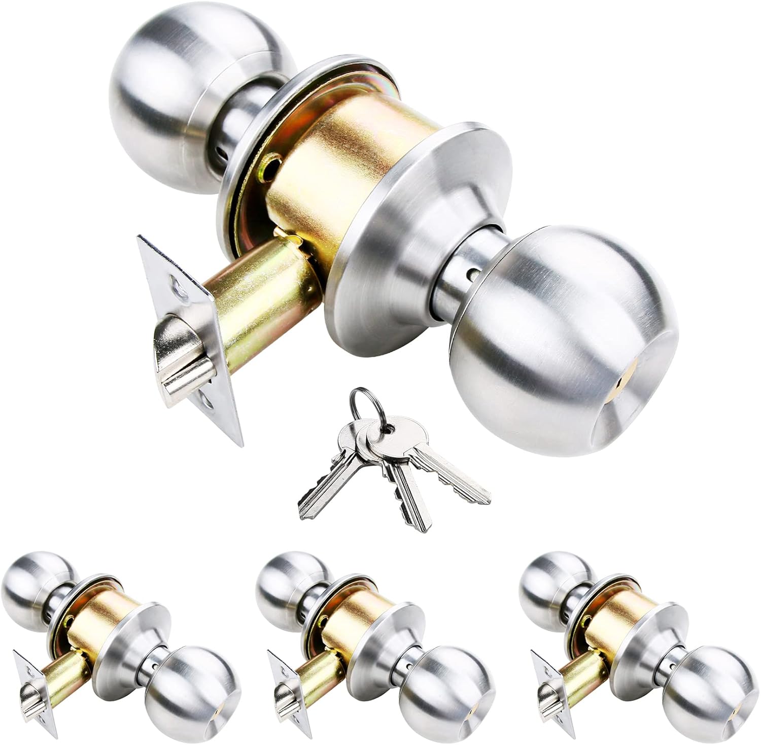 H HVH Deadbolt Lock with Key,Single Cylinder Deadbolt,Dead Bolt for Doors Key,One Sided Keyed Deadbolt,High Security,Exterior/Interior Lock,Key Control,Silver,1 Pack,by Satin Nickel HVH-01-ST-01-DL-1