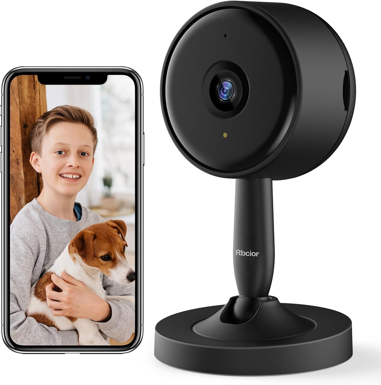 Indoor Security Camera, Rbcior 1080P HD Home WiFi Camer Baby Monitor with Motion Detection, 2-Way Audio, Night Vision for Pet/Baby/Elder Monitor, Works with Alexa Pack of 2