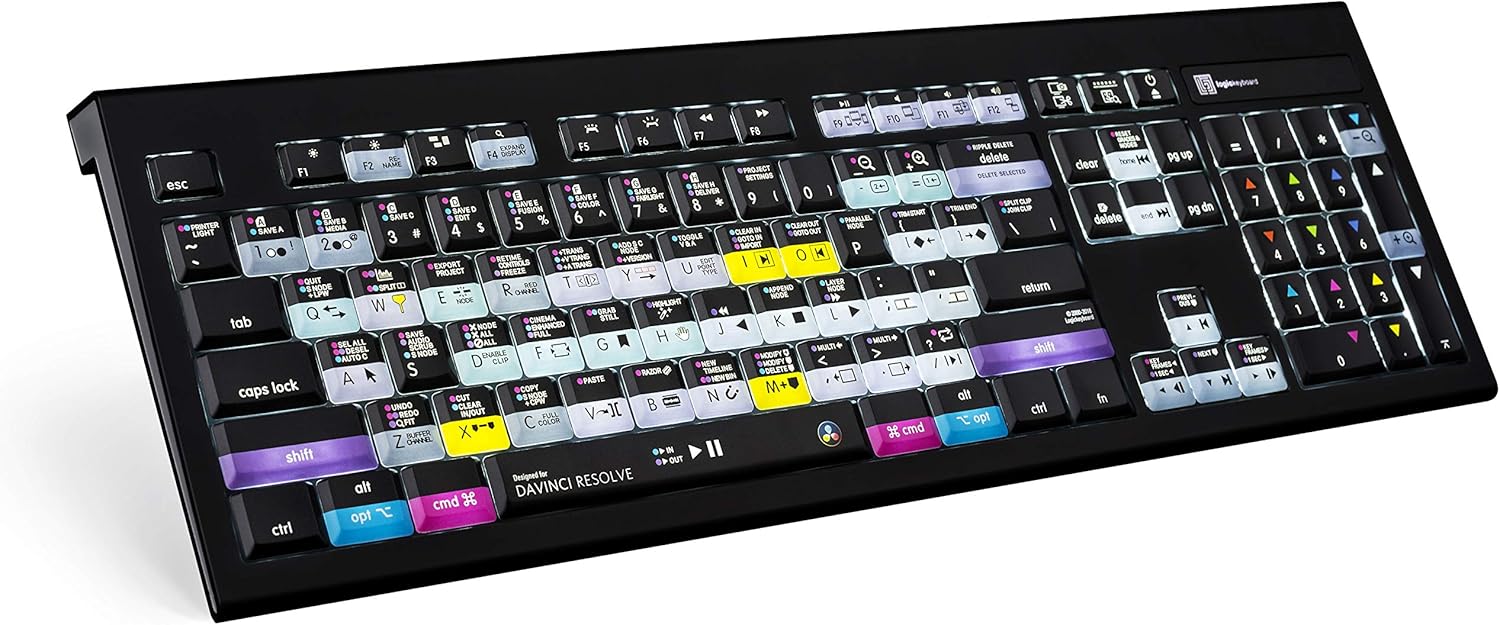 Logickeyboard Designed for Blackmagic Design DaVinci Resolve 17 &bull; Compatible with macOS -Astra 2 Backlit Keyboard - LKB-RESB-A2M-US