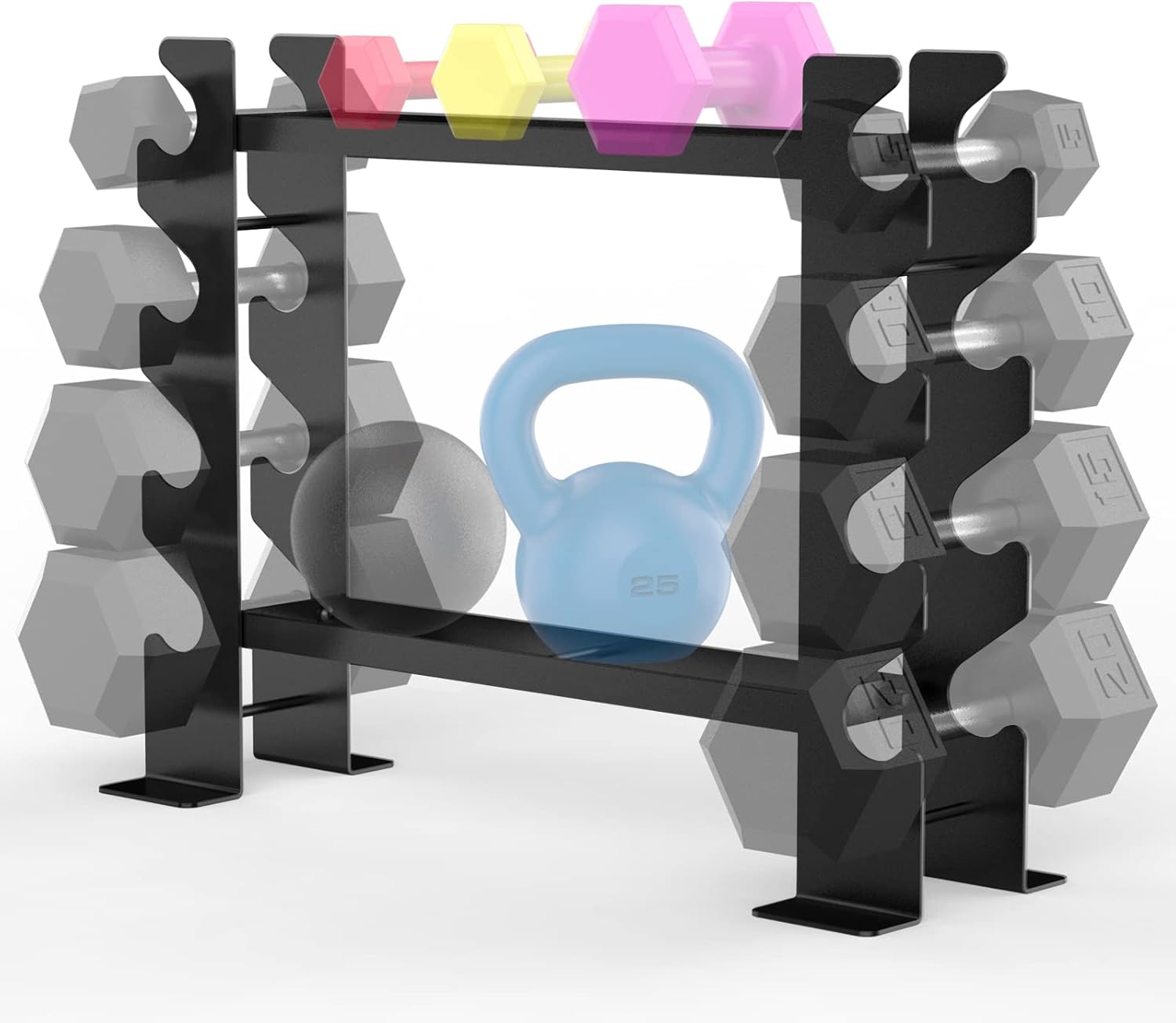 JX FITNESS Dumbbell Rack Stand, Weight Rack for Dumbbells Home Gym(2 Tier/3 Tier, 2022 Version)