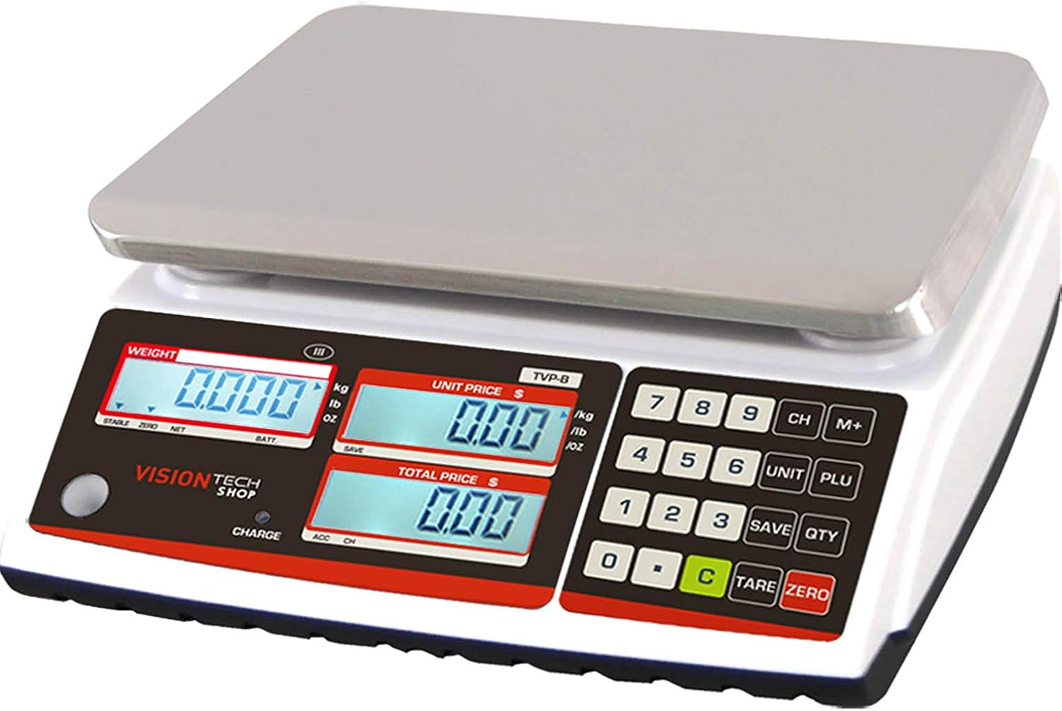 VisionTechShop TVP-30P Price Computing Scale with Pole Display, Lb/Oz/Kg Switchable, 30lb Capacity, 0.005lb Readability, NTEP Legal for Trade COC #19-038