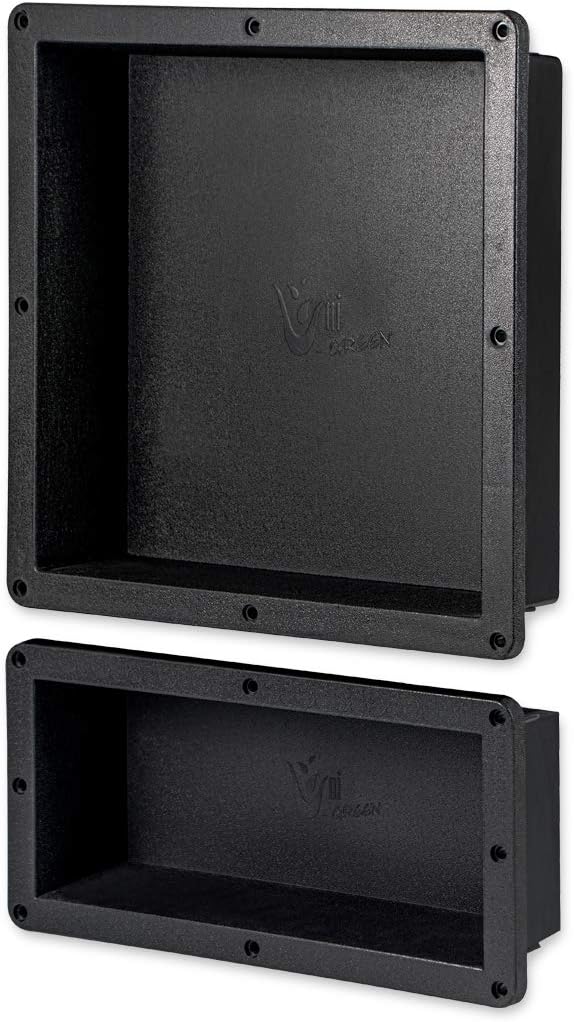 Easy Installation Waterproof Double Recessed Shower Shelves Niche, ABS Plastics Bathroom Shower Niche 16 × 24 Inches for Shampoo, Soap and Foot Rest Pack of 2