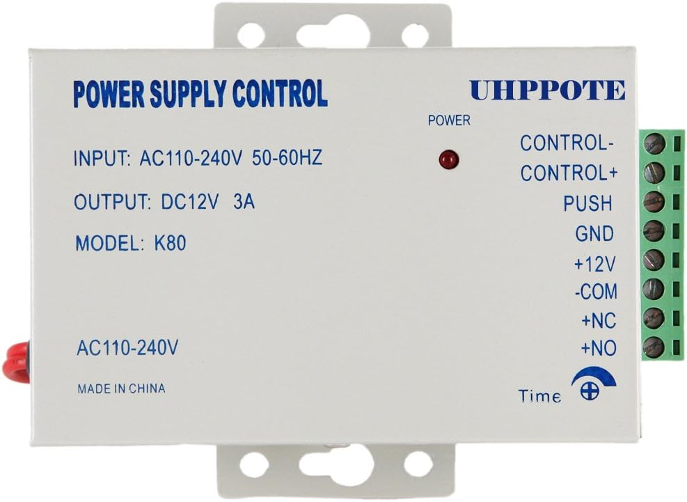 UHPPOTE Power Supply 110-240VAC to 12VDC for Door Access Control System & Intercom Camera Pack of 2