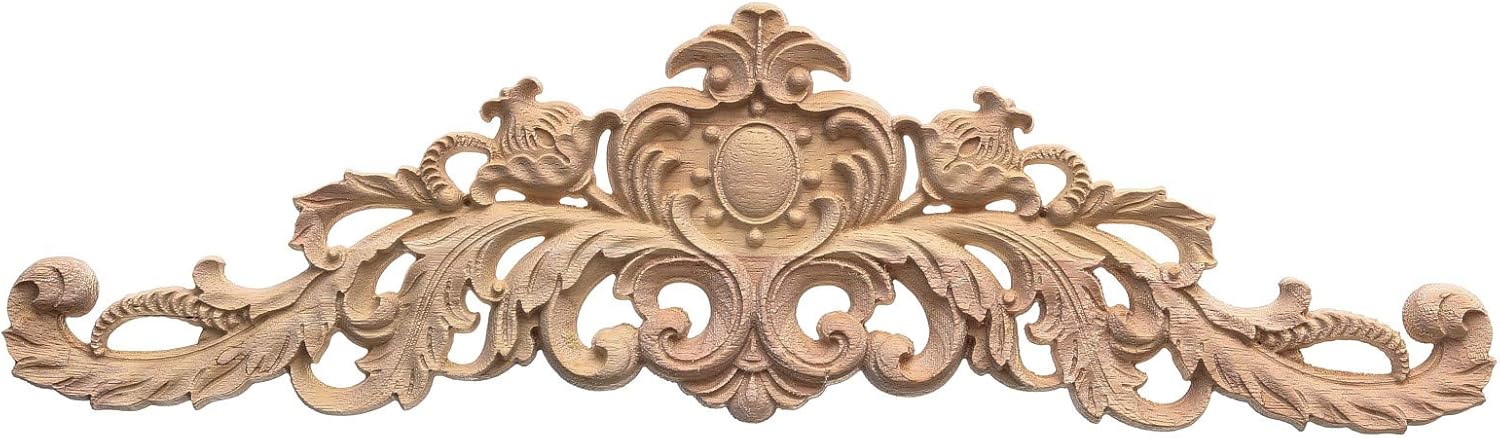 U D Applique,80x20cm European Style Wood Carving Applique DIY Decoration for Home Furniture Courtyard Corner Onlay Applique Pack of 2