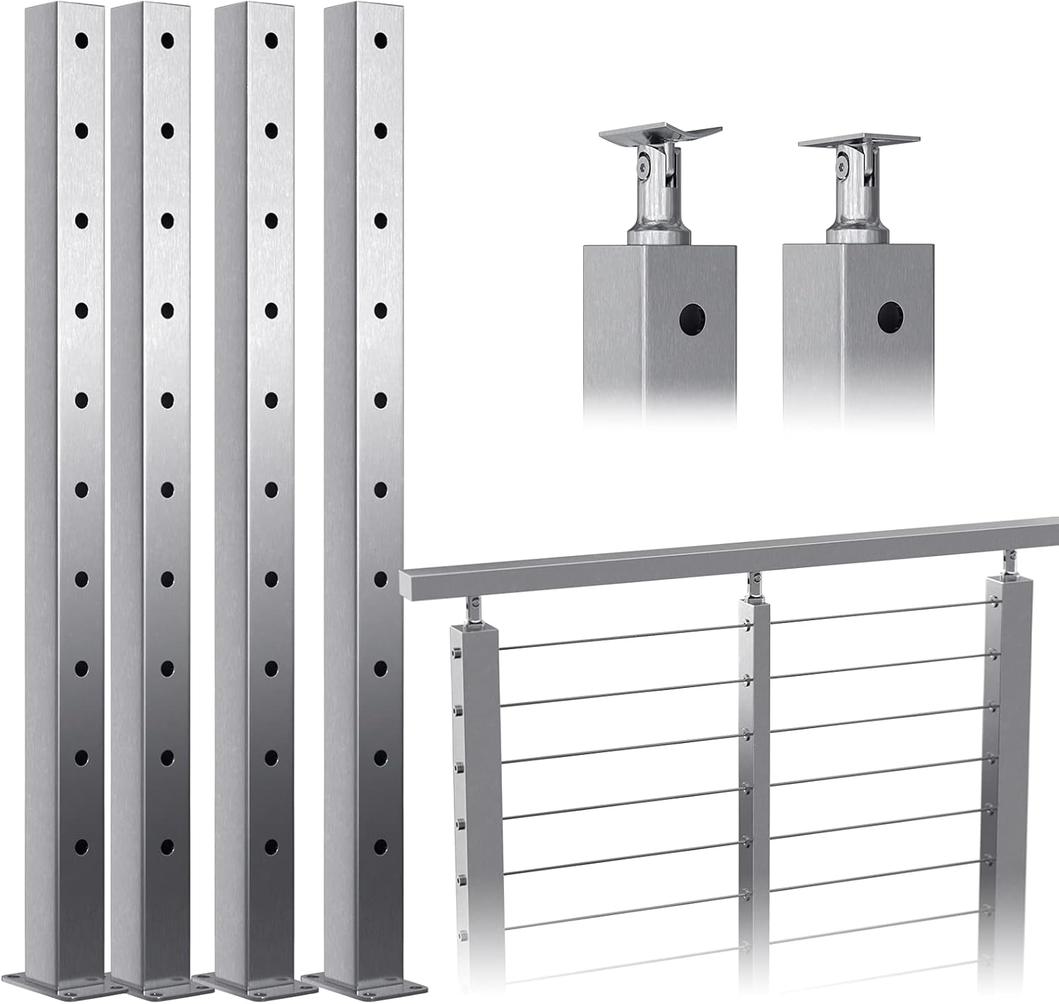 Muzata 4pack Cable Railing Post Square 36