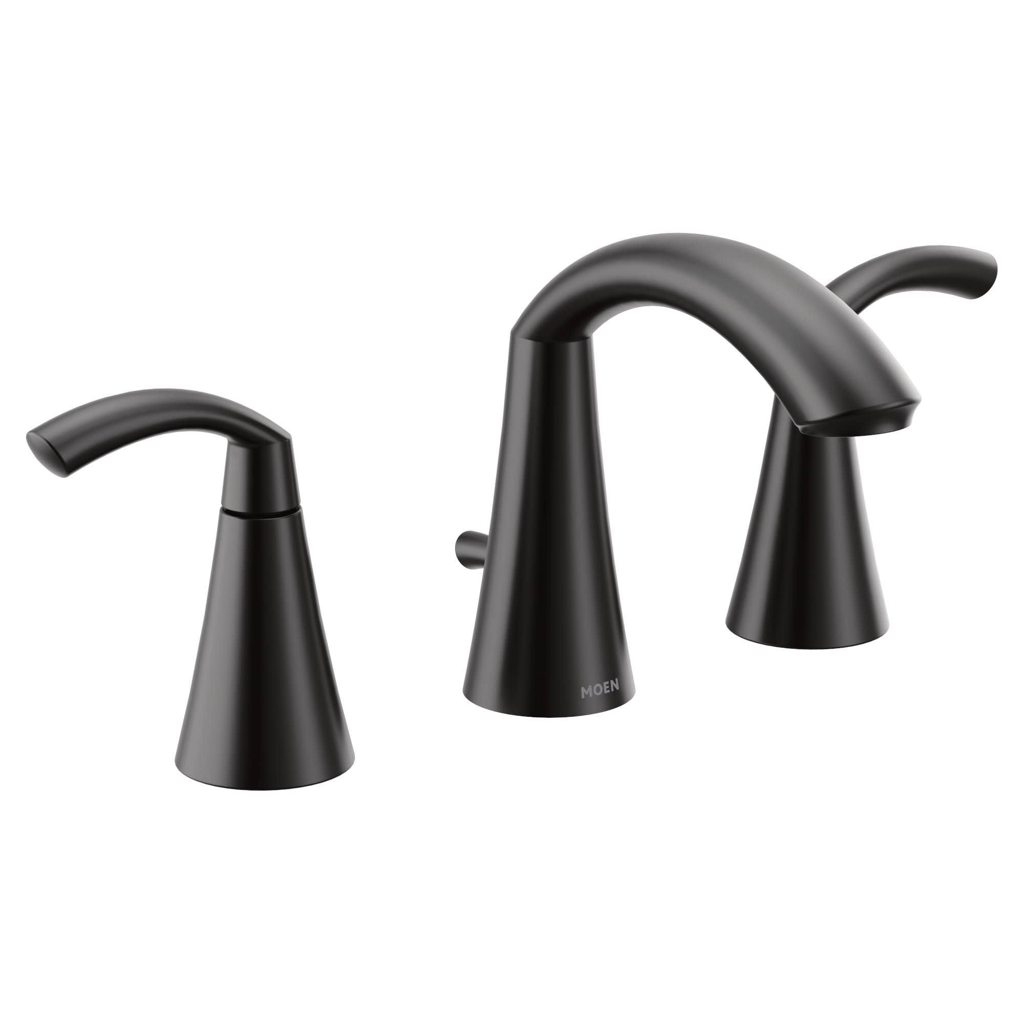 Moen T6173 Glyde 1.2 GPM Widespread Bathroom Faucet with Pop-Up Drain - Matte Black