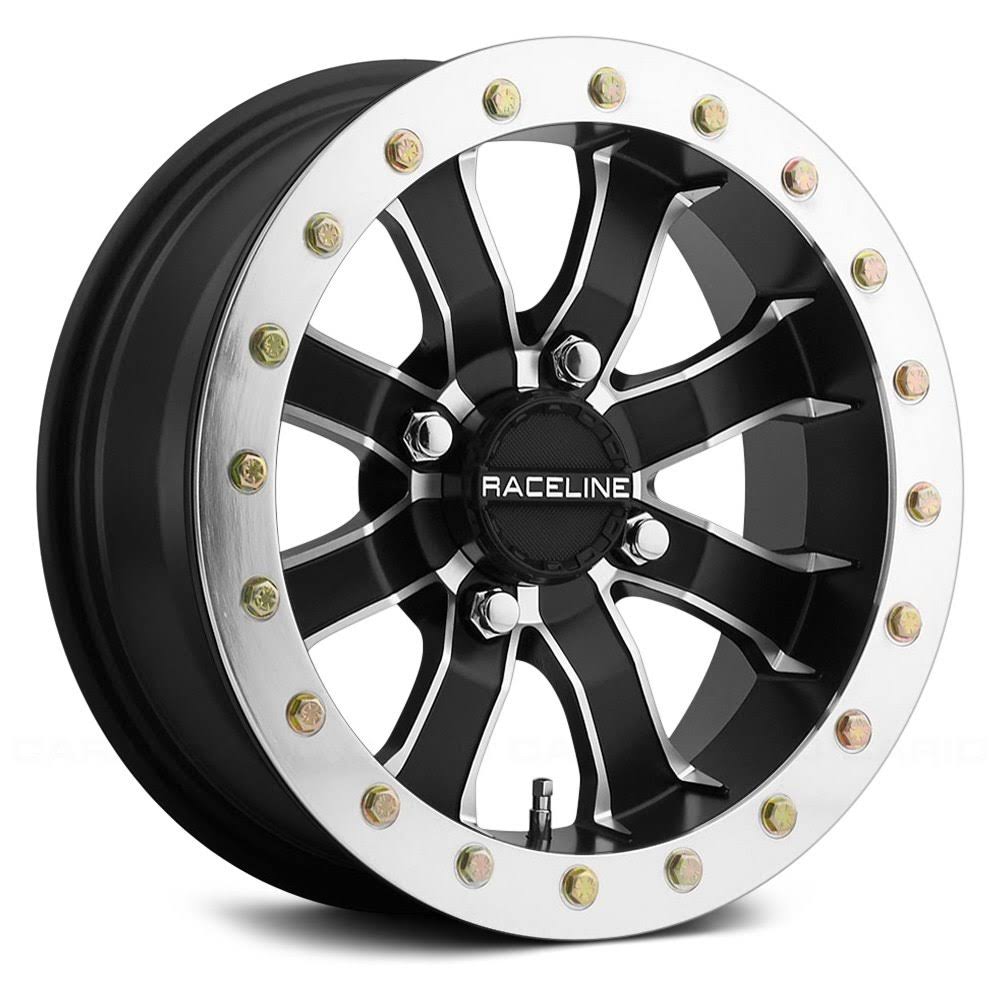 Raceline A7148011-44 A71 Mamba Rear UTV Beadlock Black with Machined Accents Wheel