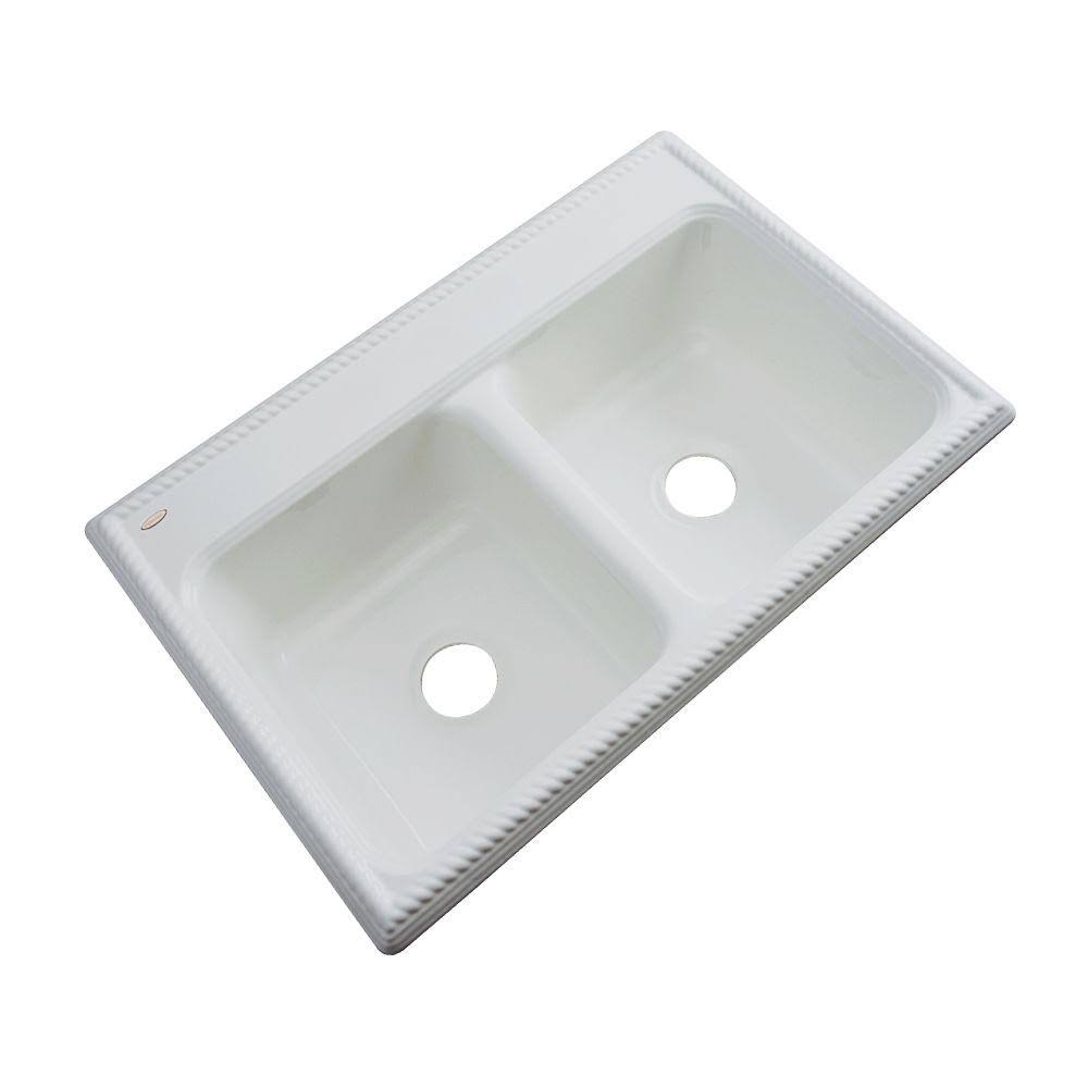 Thermocast Seabrook Drop-In Acrylic 33 in. Double Bowl Kitchen Sink in Sterling Silver 49082