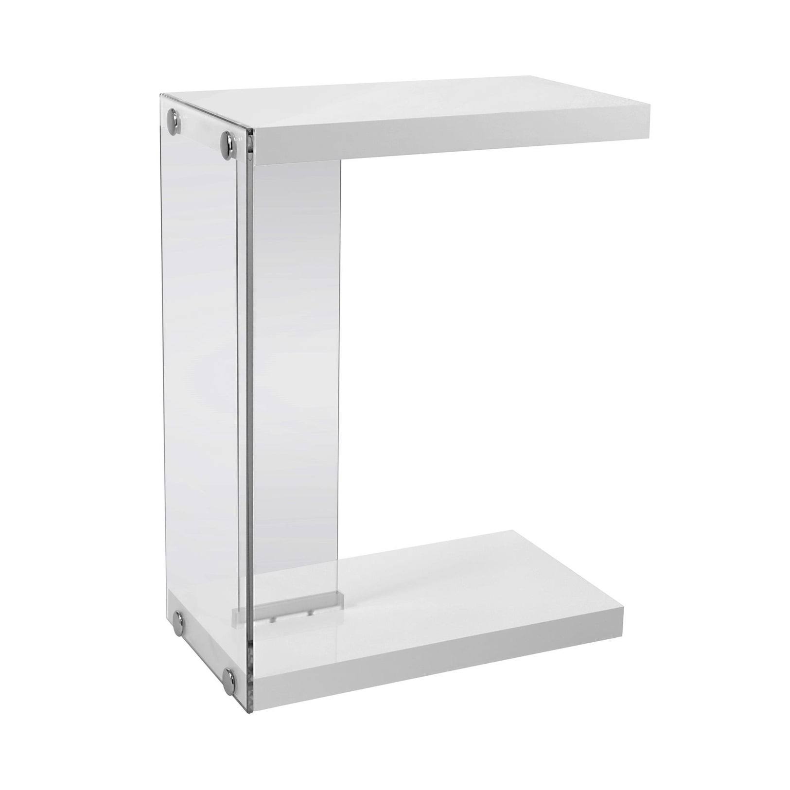 Monarch 3215 Glossy White with Tempered Glass Accent Table - Wood