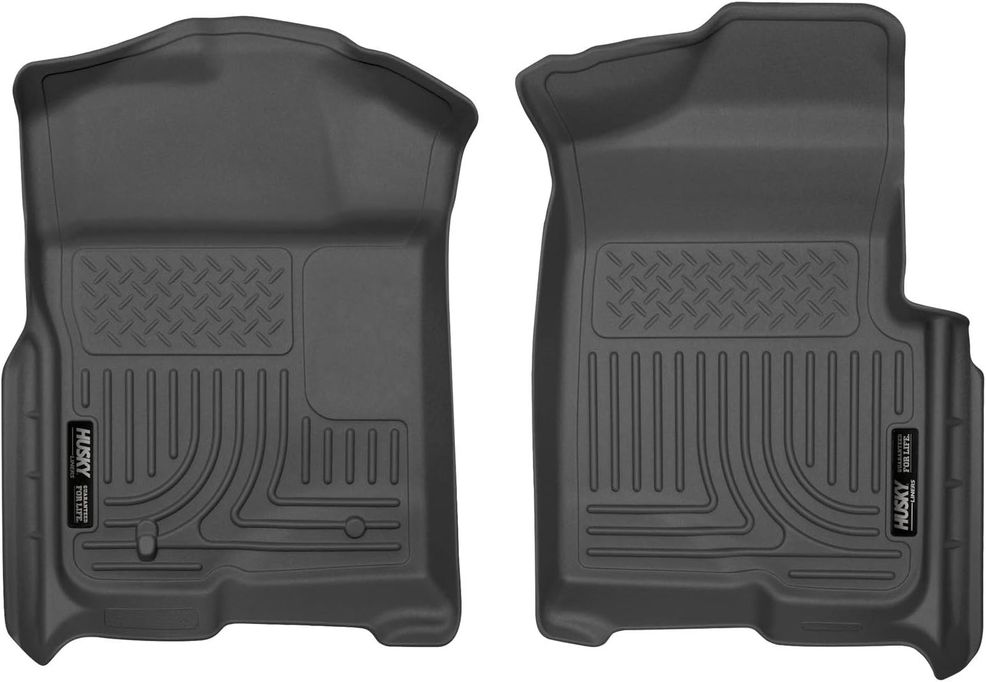 Husky Liners Weatherbeater Series | Front Floor Liners - Black | 18331 | Fits 2009-2014 Ford F-150 SuperCrew/SuperCab/Standard Cab w/o Manual Transfer Case Shifter 2 Pcs