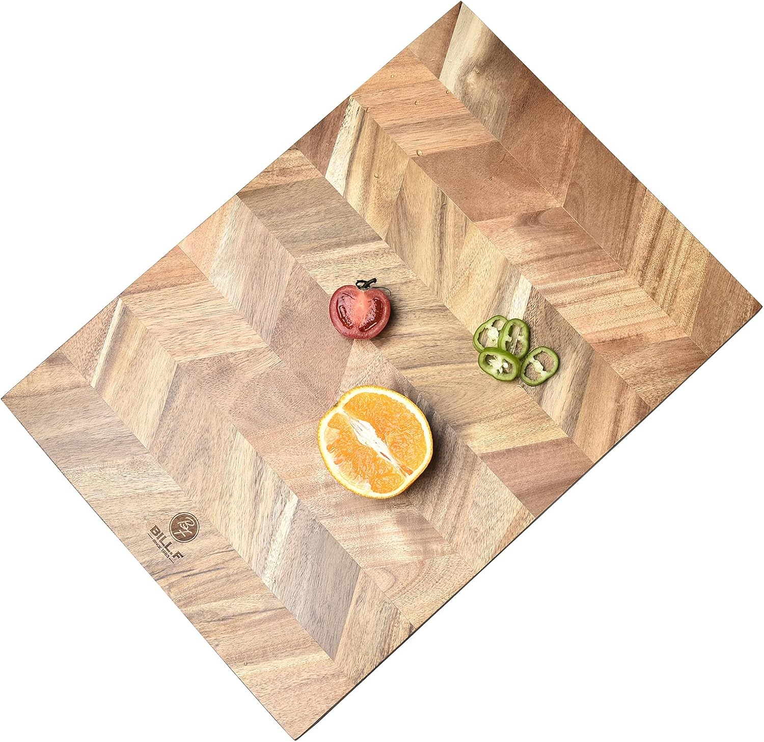 BILL.F Chopping Board, Acacia Wood Kitchen Cutting Board with End-Grain, Large Wooden Chopping Boards 18 by 13 by 1 Inch Pack of 2