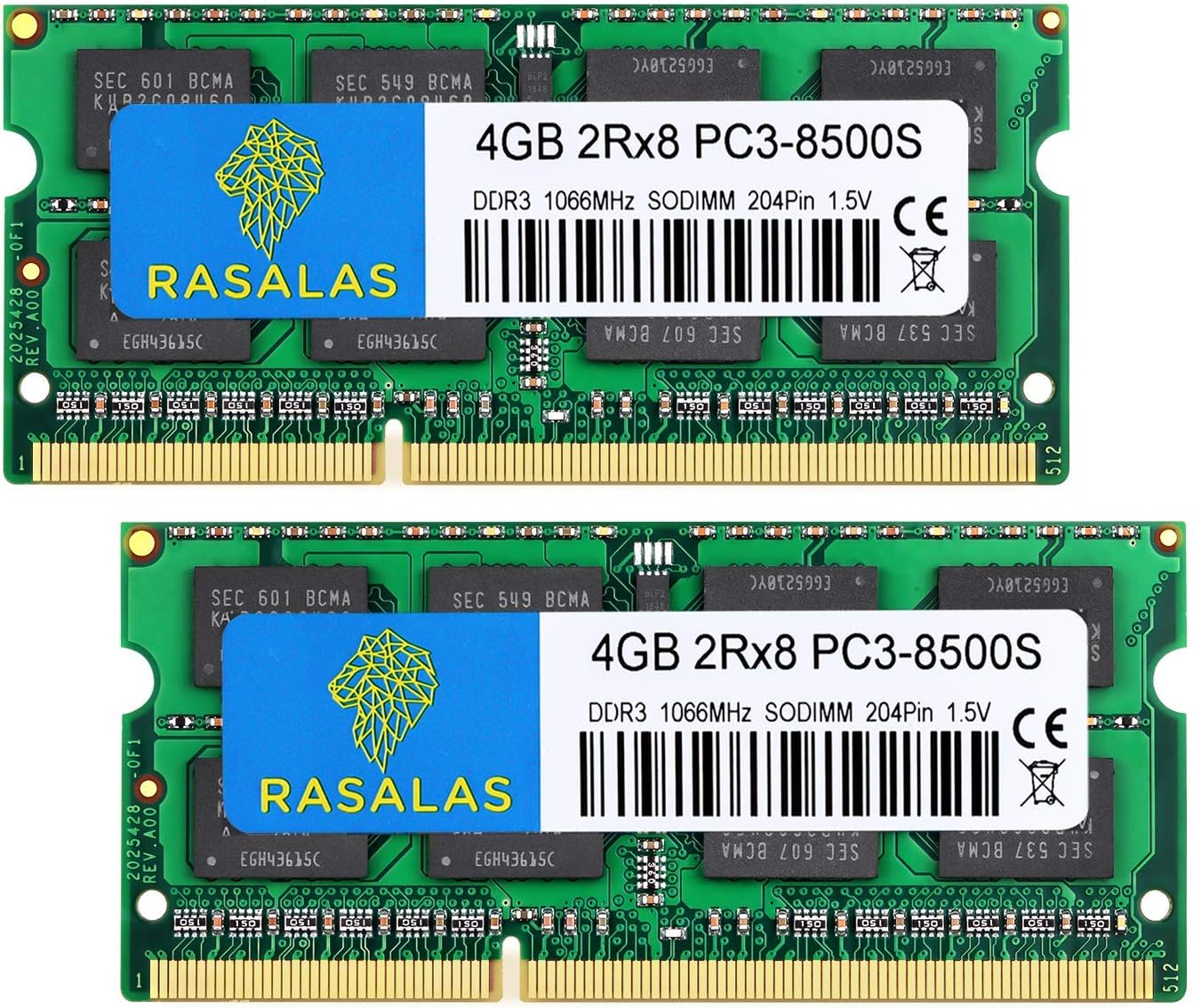 Rasalas 8GB DDR3 Kit (2x4GB) PC3-8500 DDR3 1066 Mhz DDR3 8GB Udimm DDR3 Ram 2Rx8 1.5V CL7 Desktop Comuter Ram Memory Modules Upgrade Pack of 2