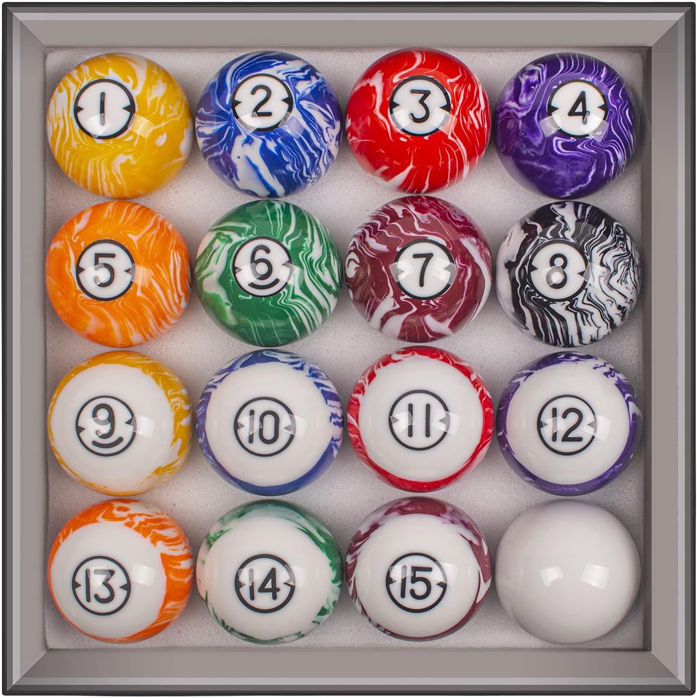 VSSAL Billiard Balls Set Pool Table Balls Marble-Swirl Style 16 Ball Set Pack of 2