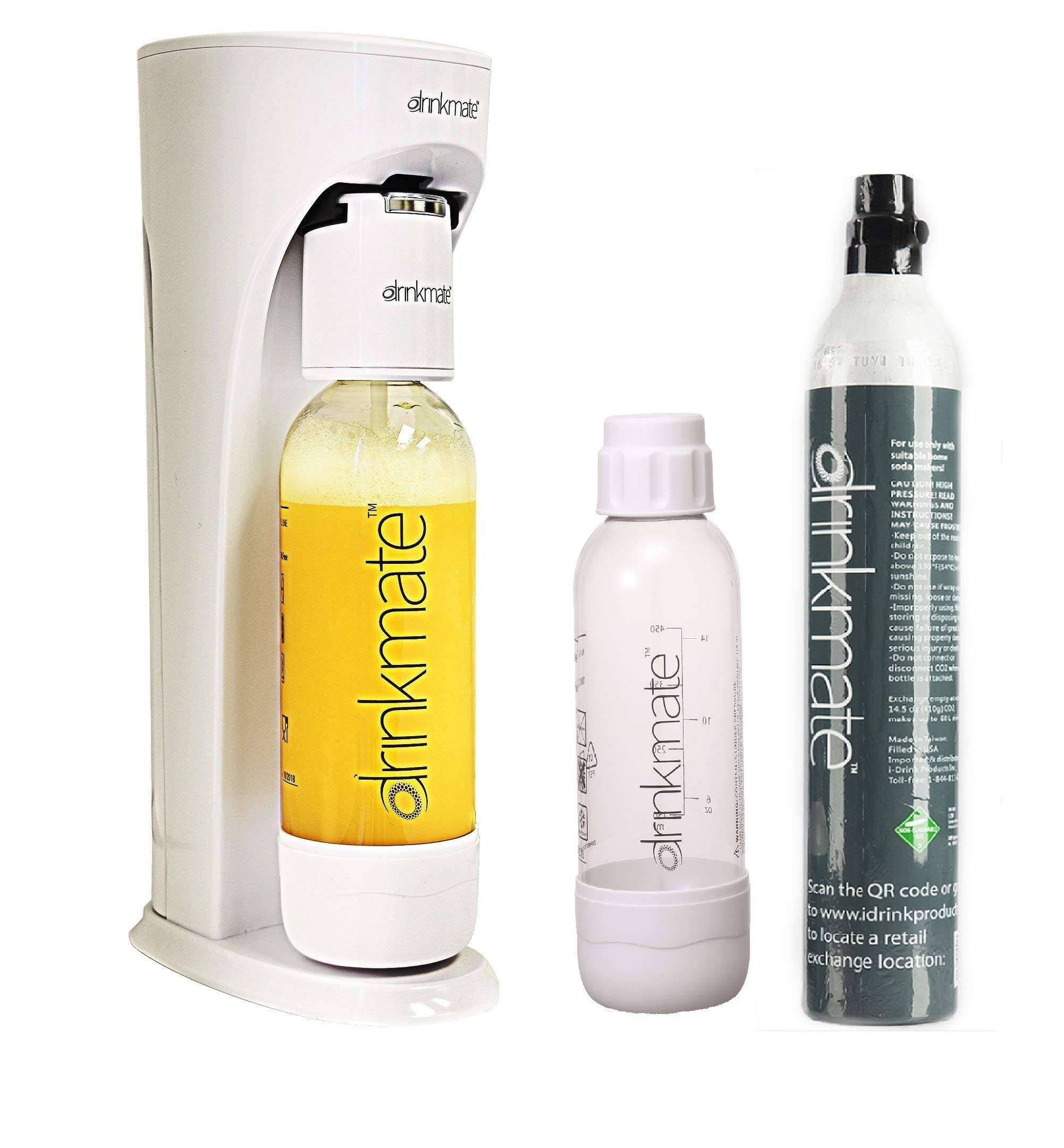 Drinkmate Sparkling Beverage Maker, Carbonates Any Drink, Special Bundle | Water Carbonator Machine Classic White
