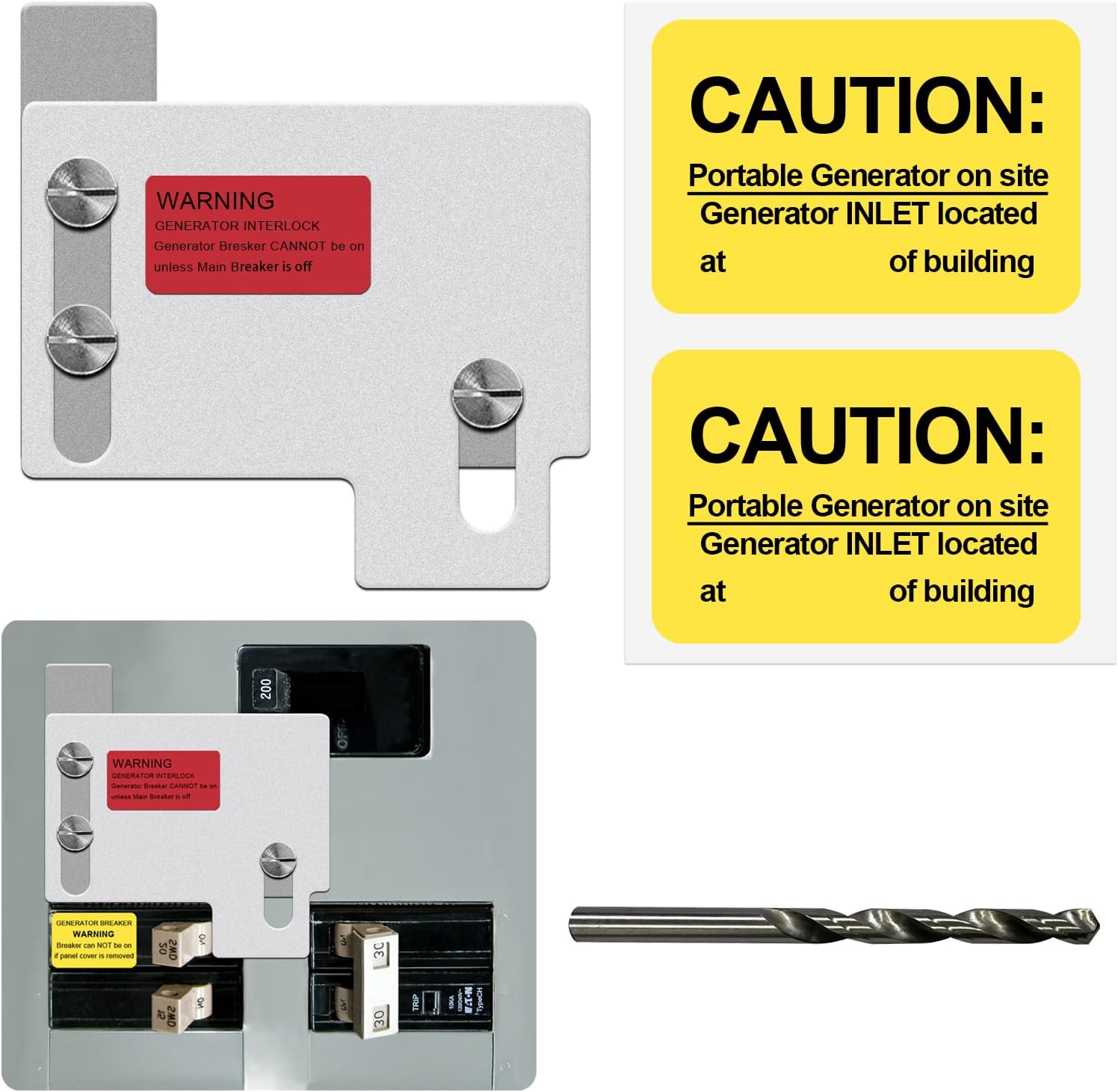 ZTTXL Generator Interlock Kit Compatible with General Electric GE 150 or 200 amp Main Breaker,1 1/4 inches Spacing Between Main and Branch Breaker, Professional and Interlock Kit (Style 2)