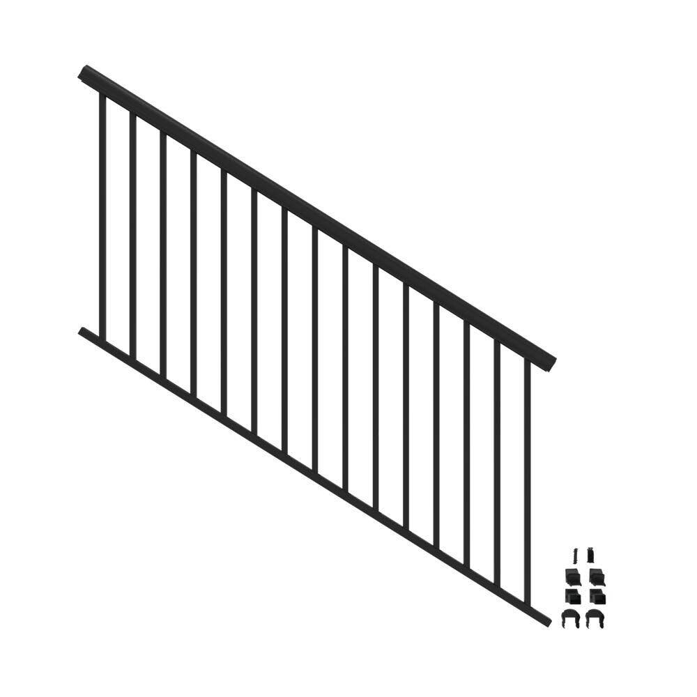 Veranda Penrose 6 ft. x 36 in. Matte Black Aluminum Decorative Rail Stair Kit 73043653