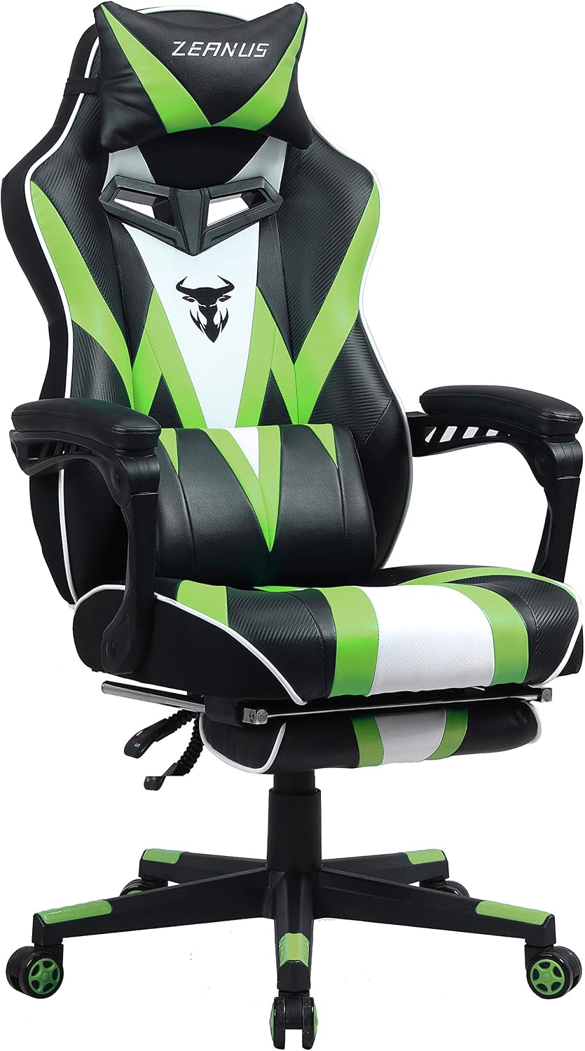 Gaming chair with Footrest, Light Pink Gamer Chair for Girls, Reclining Computer Chair with Massage, High Back Desk Chair for Gaming, Recliner Game Chair, Big and Tall PC Gaming Chair for Adult (Rose)