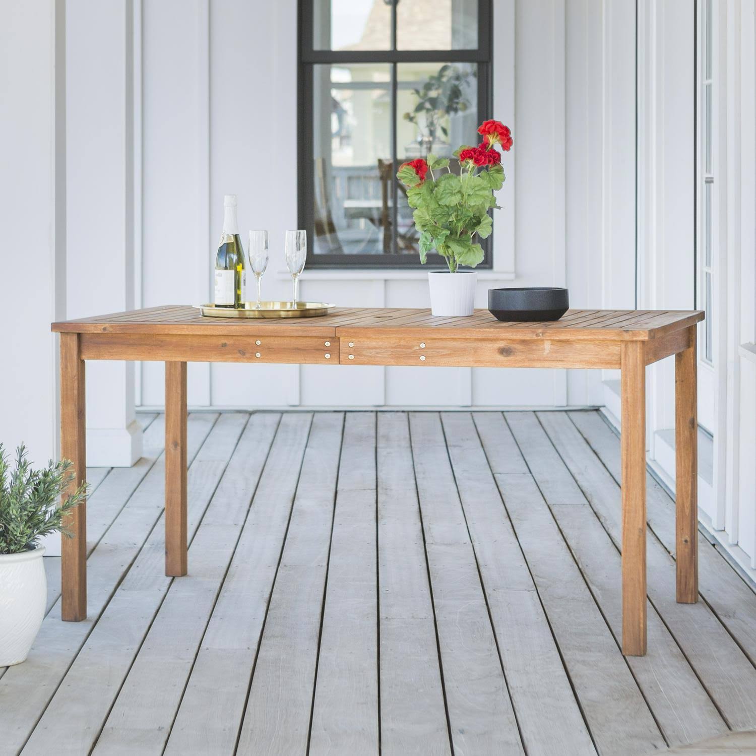 Manor Park Outdoor Acacia Wood Dining Table, Brown - Black