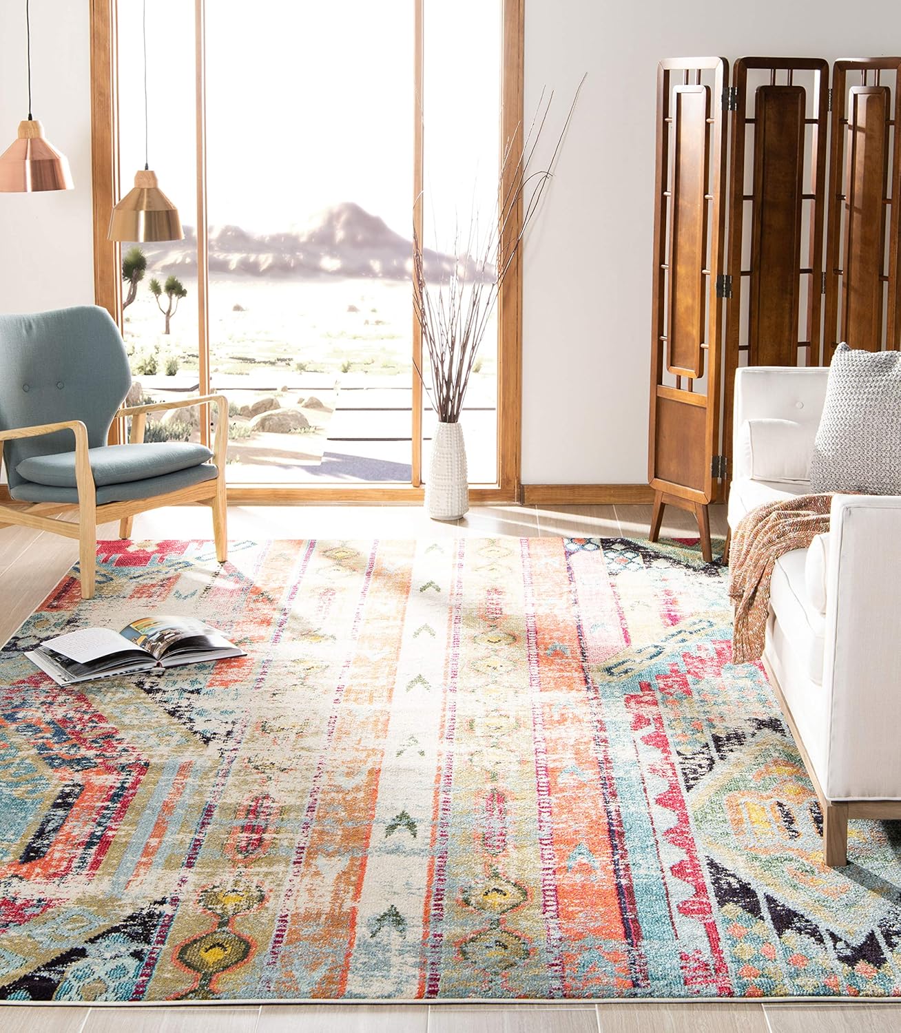 SAFAVIEH Monaco Collection MNC222F Boho Chic Tribal Distressed Non-Shedding Living Room Bedroom Runner, 2'2
