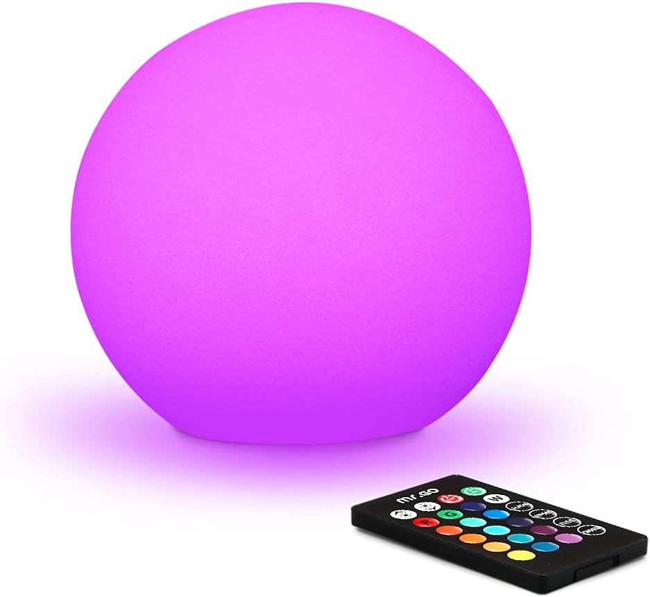 Mr.Go 16-inch Indoor/Outdoor Waterproof Rechargeable LED Glowing Ball Light Orb Globe Lamp w/ Remote, 16 RGB Colors 4 Light Effects, Ideal for Home Pool Patio Party Accent Ambient Decorative Lighting