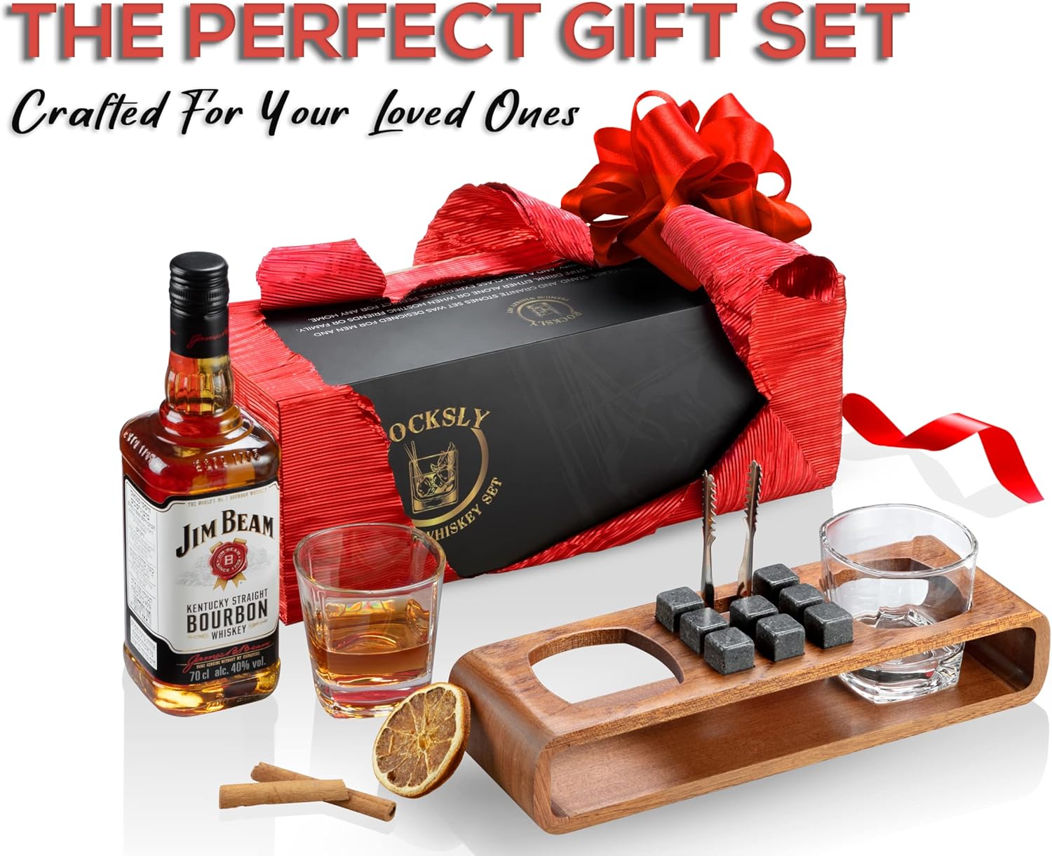ROCKSLY Whiskey Stones Gift Set with Stand | 13Piece Handcrafted Whiskey Glass Set Granit Whiskey Rocks for Perfect Drink | Whiskey Gift Set & Whiskey Kit | Best Whisky Stones Glass Set for Men Dad Pack of 2