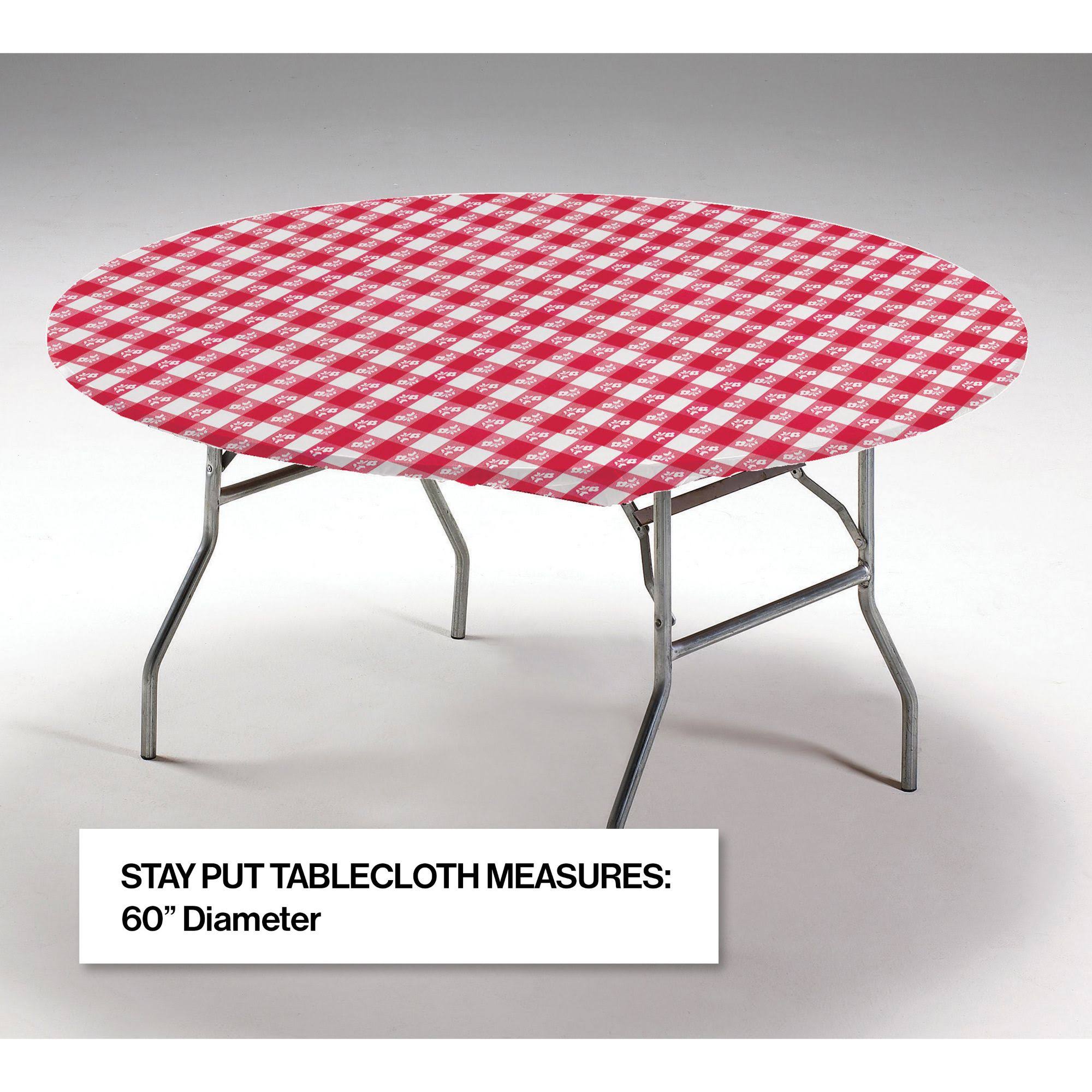 Party Central Club Pack of 12 Red and White Gingham Disposable Round Plastic Banquet Party Table Covers 60x22