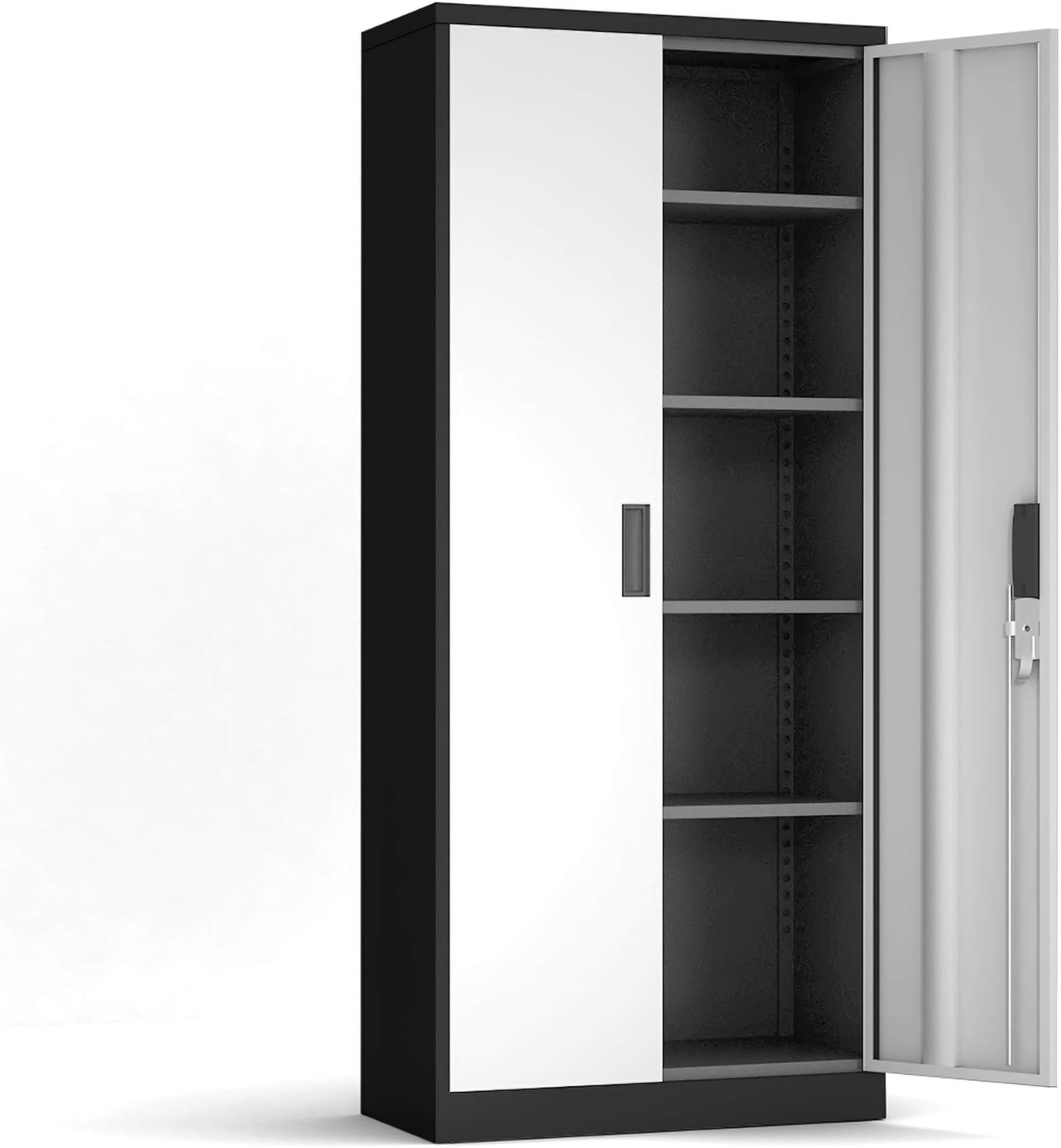 AOBABO Metal Lockable Storage Cabinet,72 '' Tall Steel Storage Cabinet with 2 Doors and Adjustable Shelves,Storage Cabinets for Office,Home,Black,Assembly Required