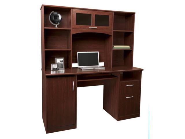 Realspace Landon Desk with Hutch Cherry