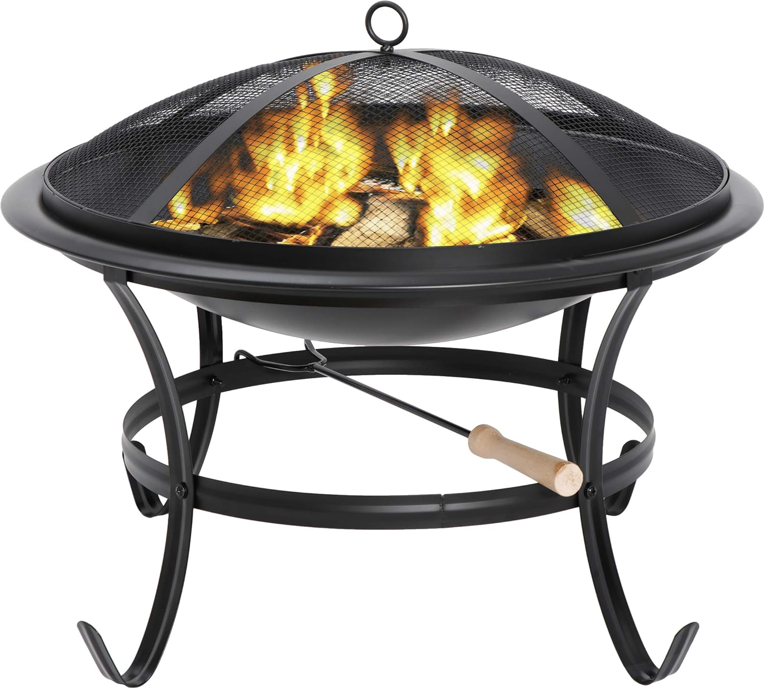 ZENY Fire Pit 22&rsquo;&rsquo; Outdoor Fire Pits Wood Burning Patio Fire Bowl BBQ Grill Firepit with Mesh Cover Log Grate Fire Poker for Backyard Camping Picnic Bonfires
